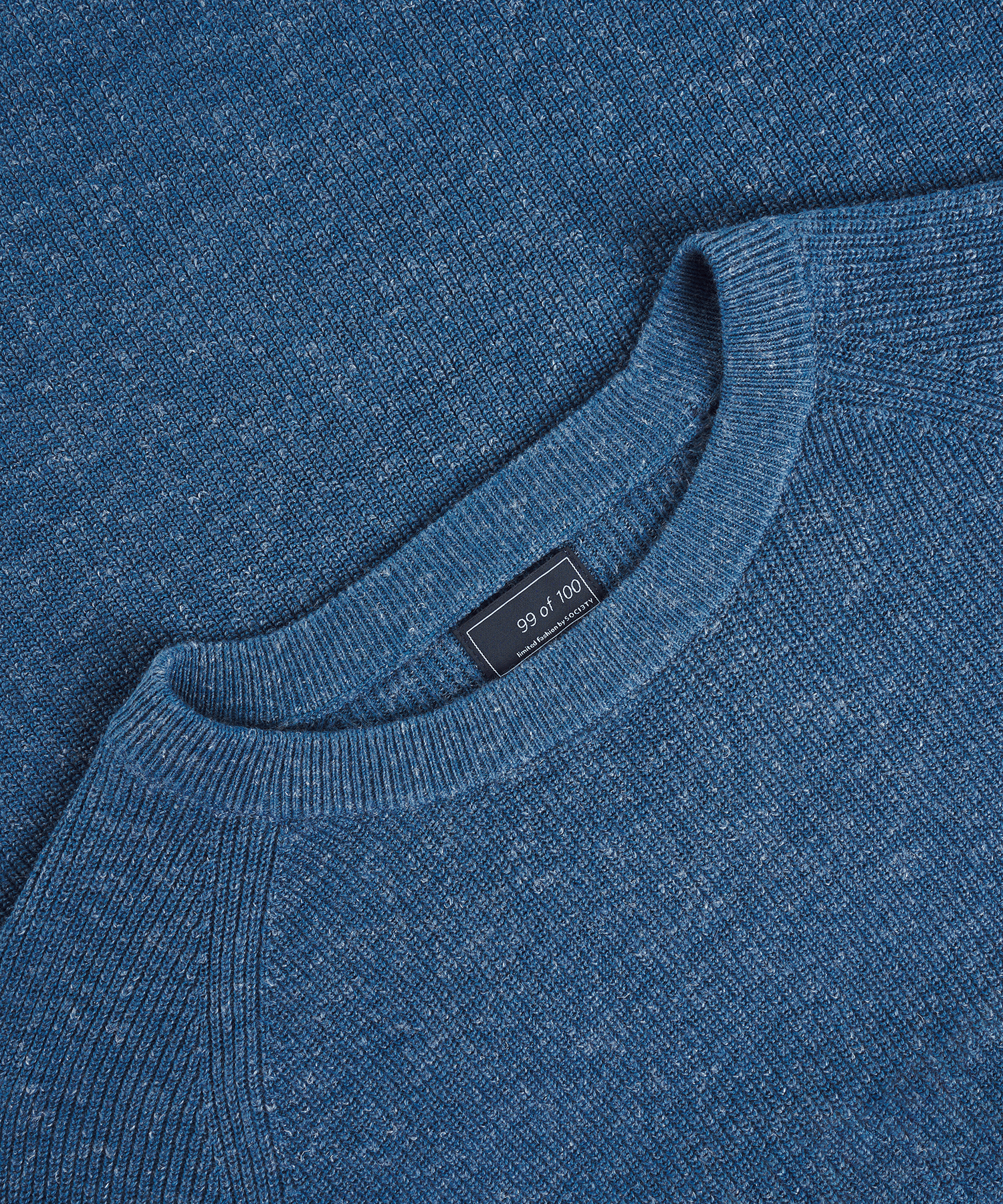 Trui crewneck katoen/linnen blauw