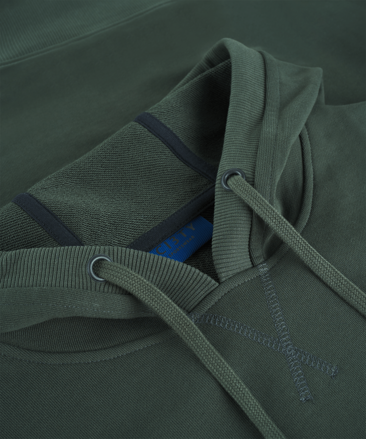 Hoodie katoen legergroen