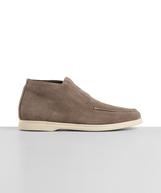 Halfhoge instapper suède/shearling taupe