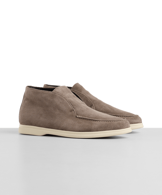 Halfhoge instapper suède/shearling taupe