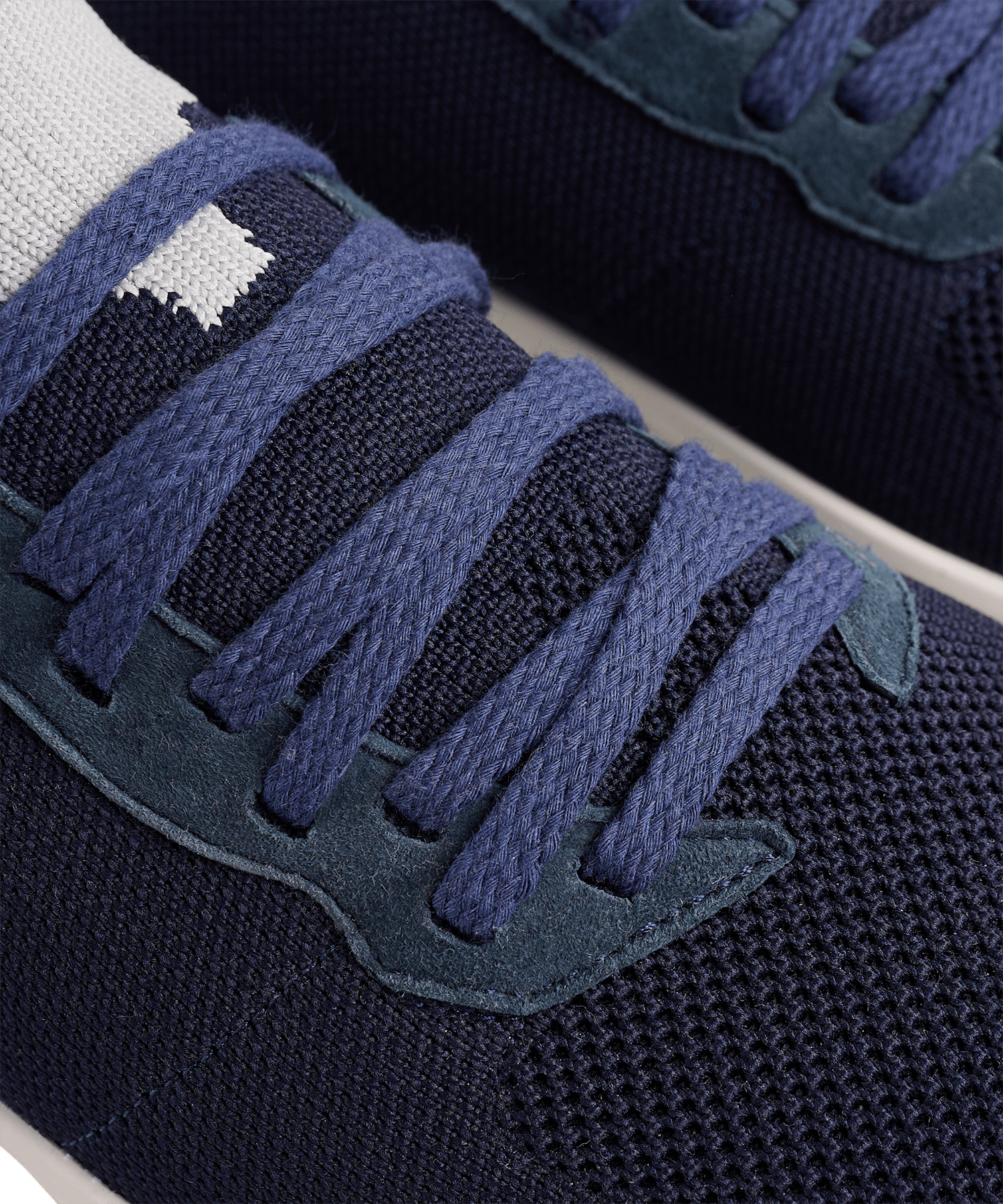 Knitted runner wol/katoen donkerblauw