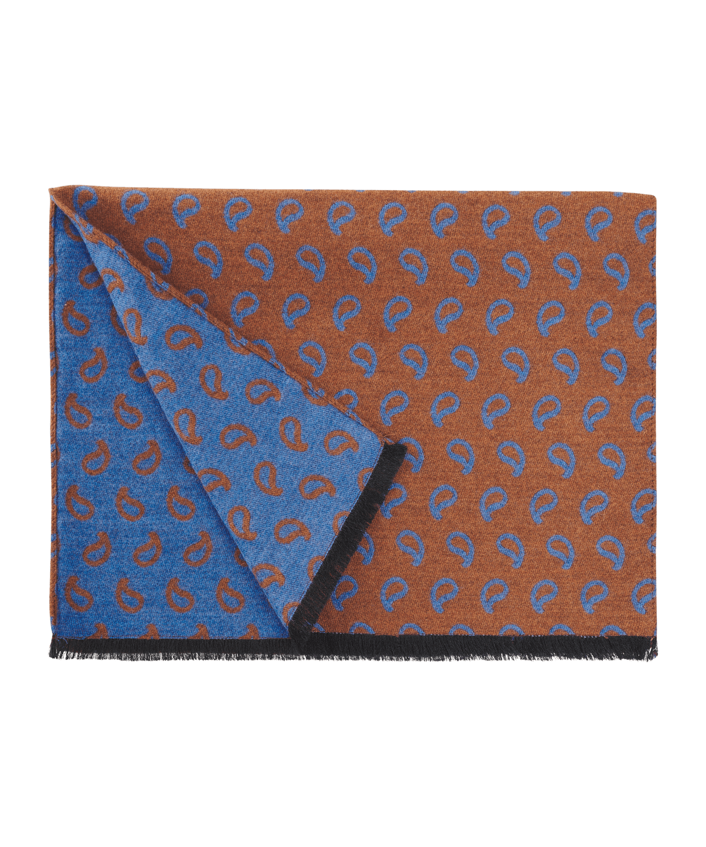 Sjaal wol en zijde bruin/blauw
