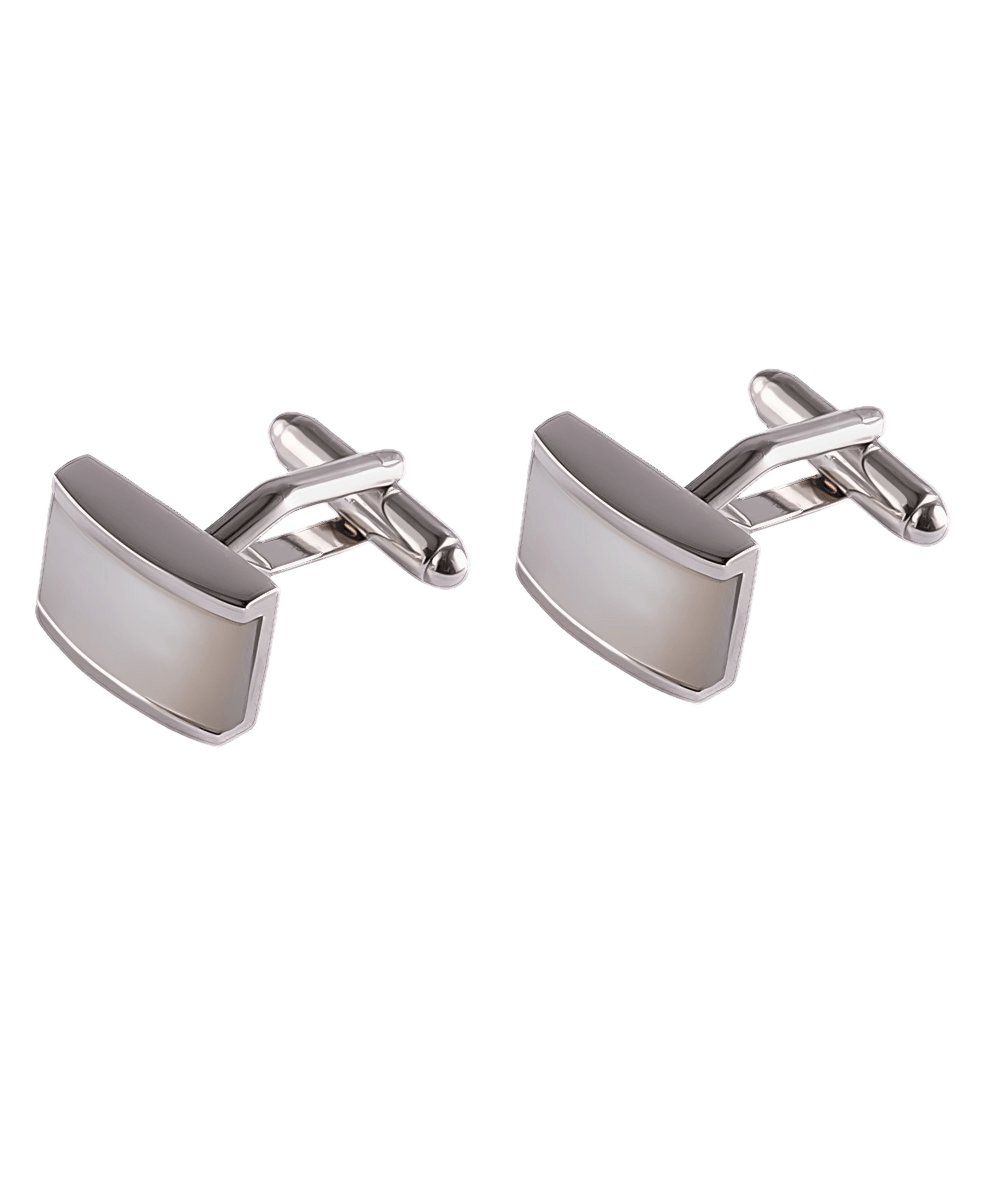 CUFFLINK WHITE MOP MTL