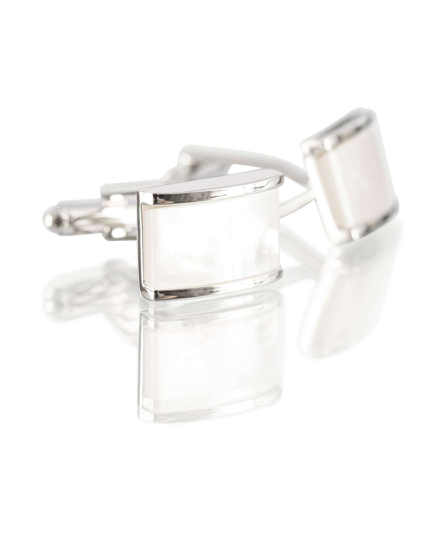 CUFFLINK WHITE MOP MTL