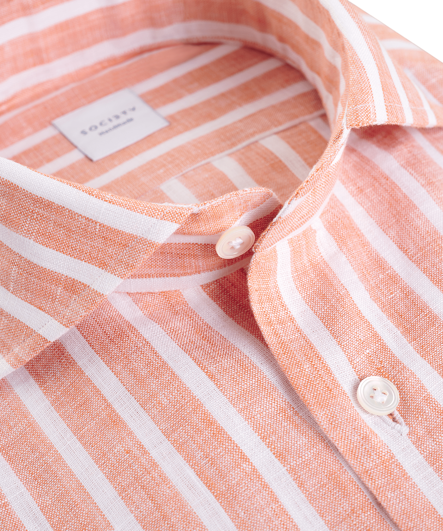 SOCI3TY Handmade Linnen overhemd gestreept perzik - The Society Shop