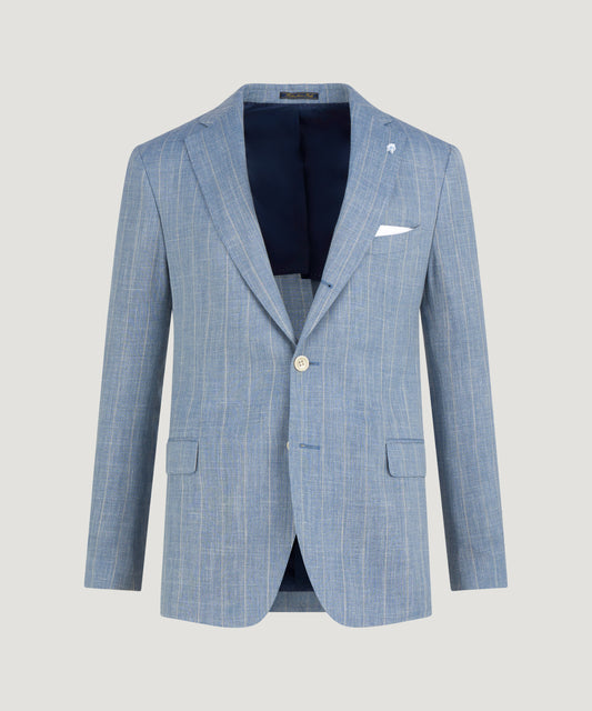 Pak wol/zijde/linnen blauw gestreept (SUMMERTIME by Loro Piana)