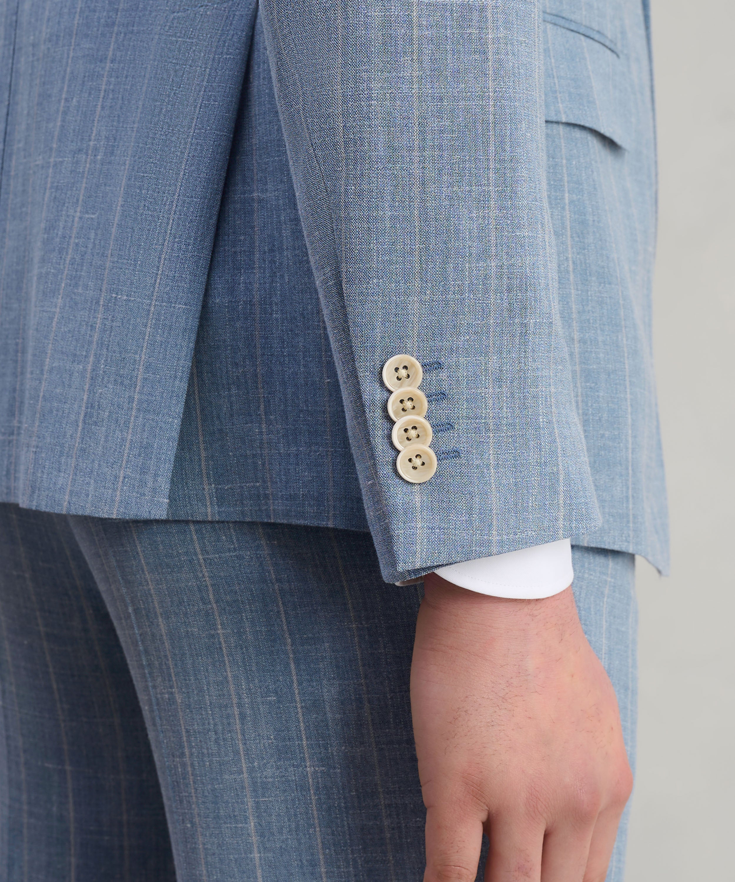 Pak wol/zijde/linnen blauw gestreept