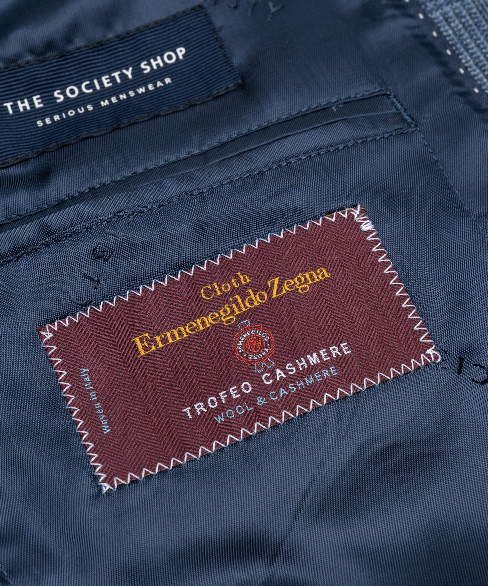 Pak Zegna Trofeo Cashmere blauw Prince of Wales