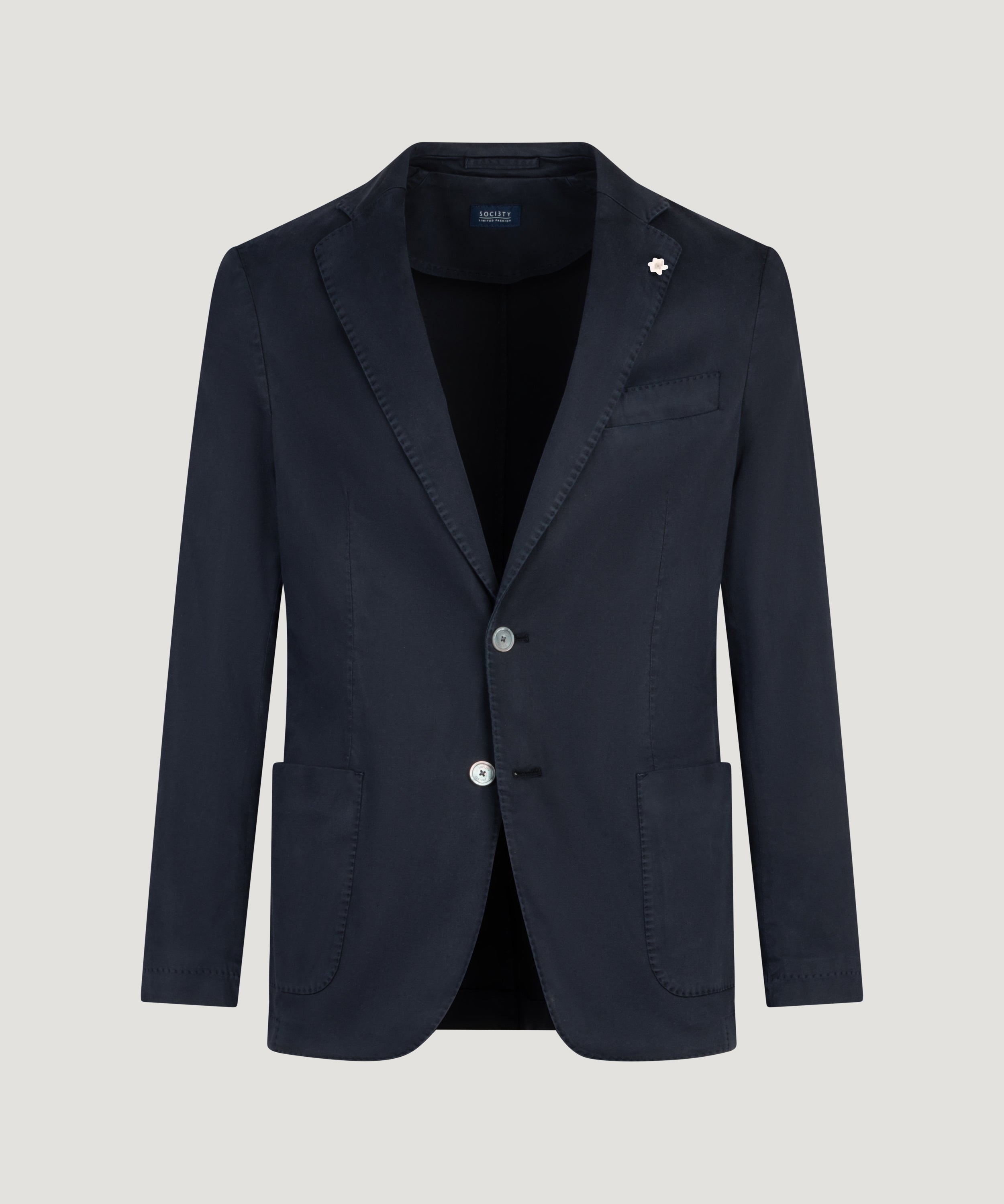 Colbert lyocell/katoen stretch garment-dyed donkerblauw