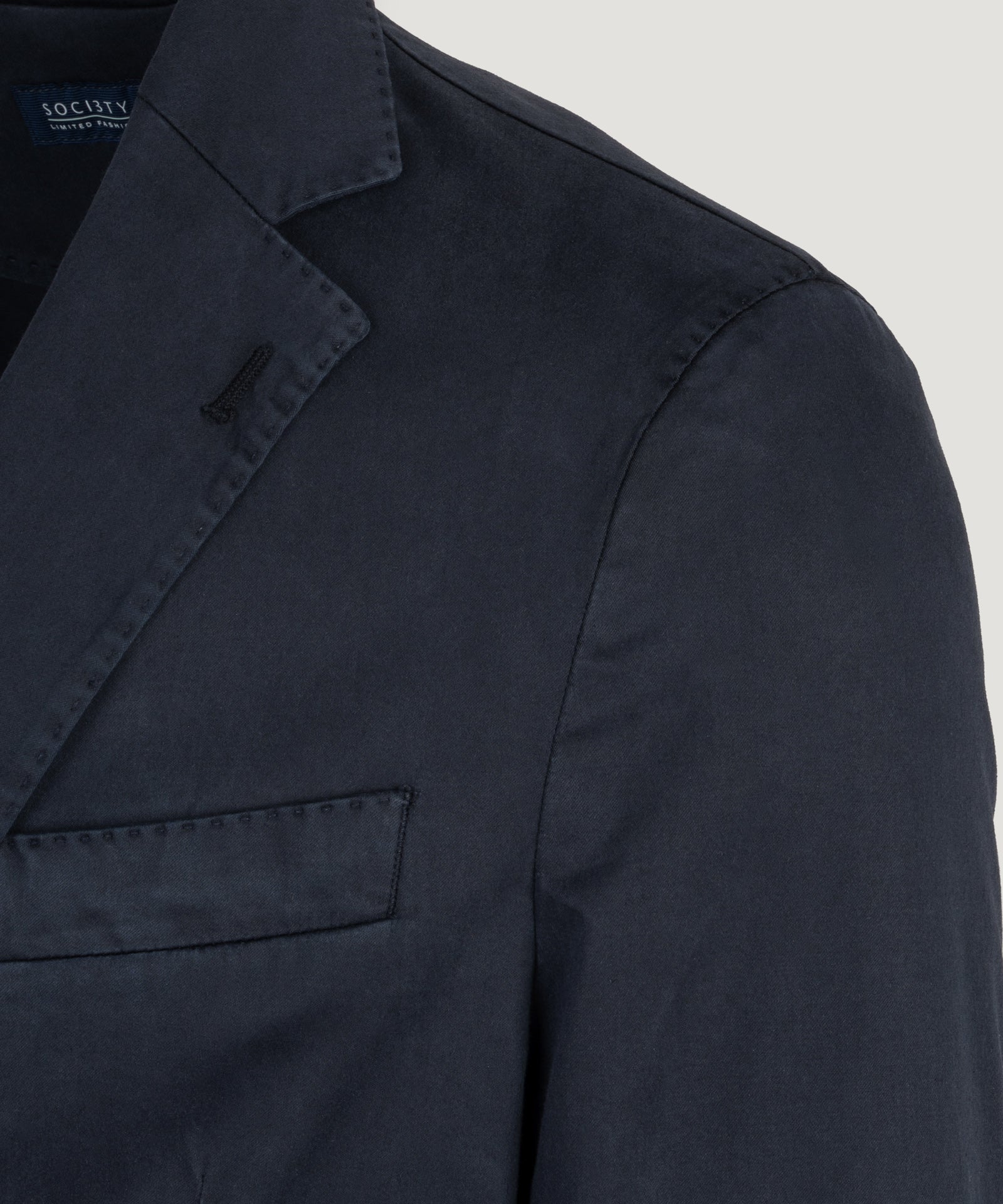 Colbert lyocell/katoen stretch garment-dyed donkerblauw