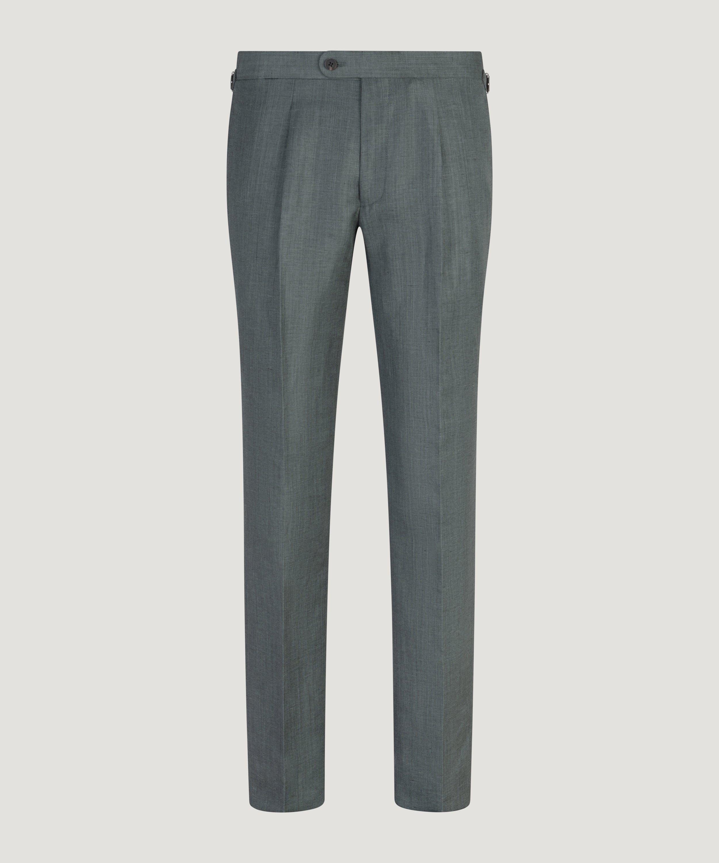 Pleated pantalon wol/linnen donkergroen