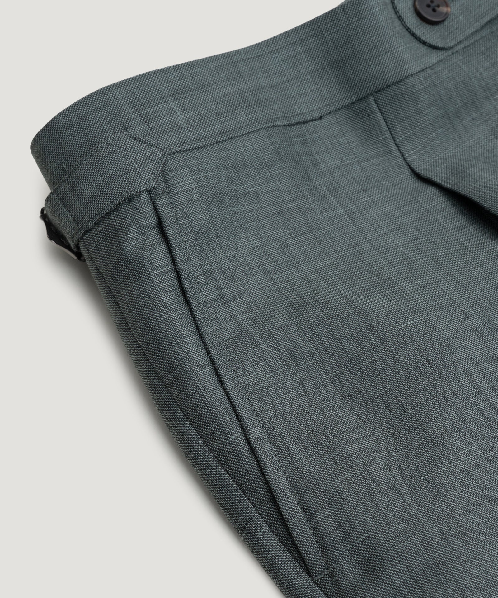 Pleated pantalon wol/linnen donkergroen