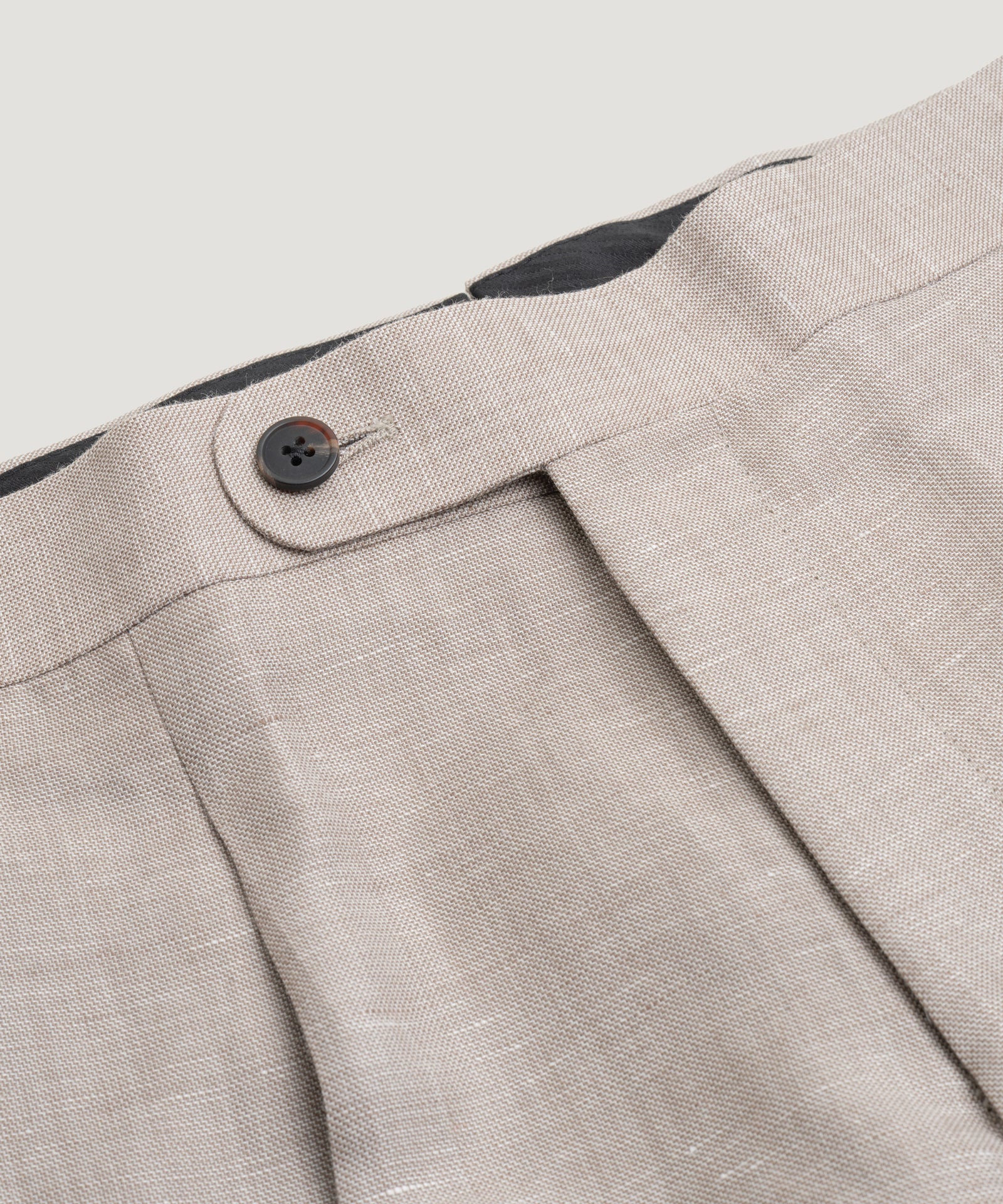 Pleated pantalon wol/linnen beige