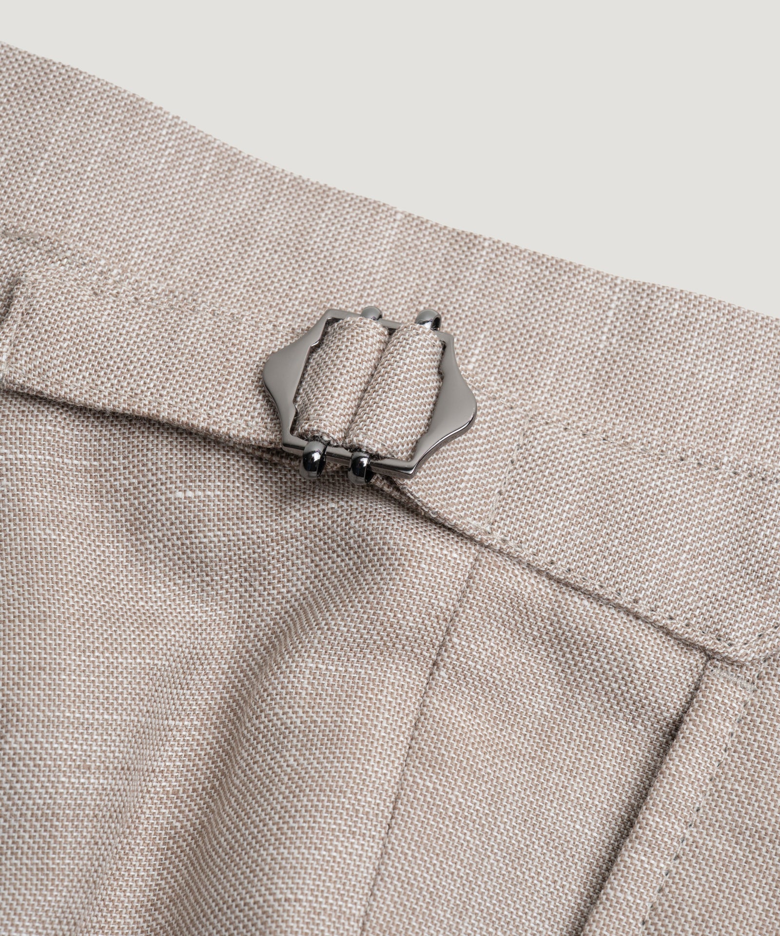 Pleated pantalon wol/linnen beige