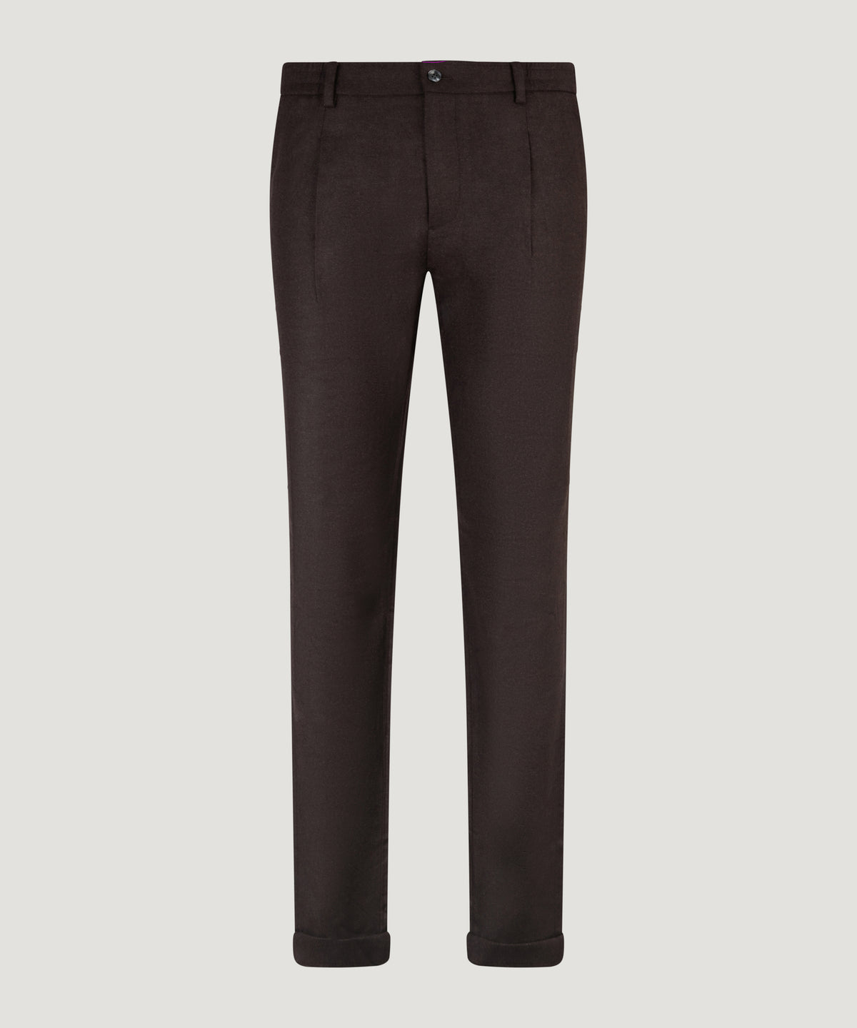 Bari pleated chino scheerwol stretch donkerbruin