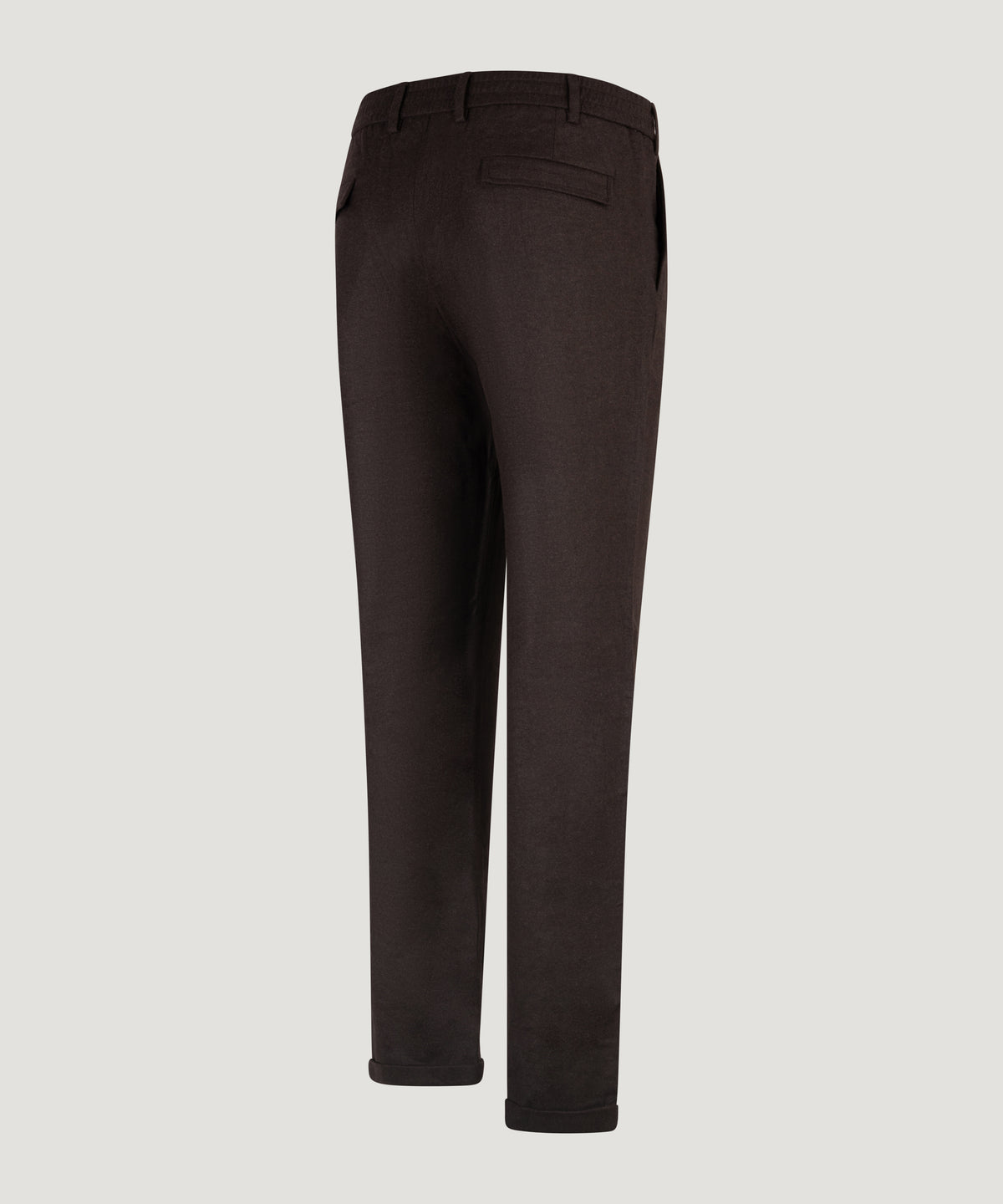 Bari pleated chino scheerwol stretch donkerbruin