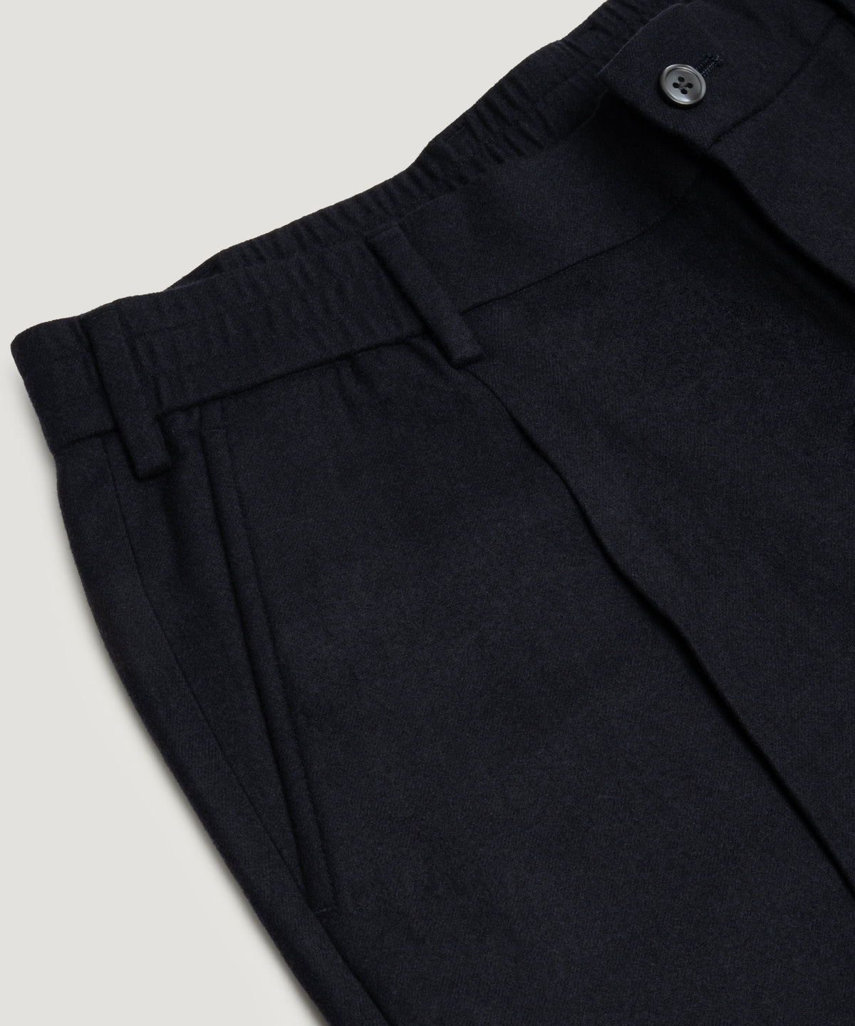 Bari pleated chino scheerwol stretch donkerblauw