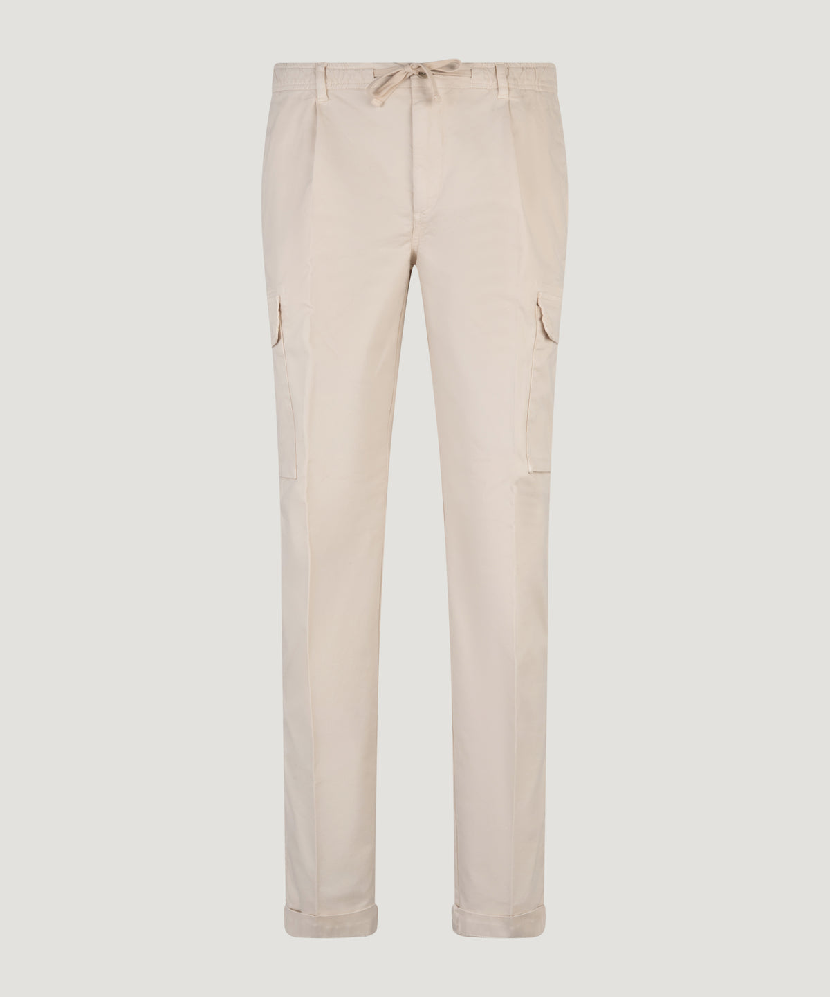 Cargo pants garment-dyed katoen stretch crème