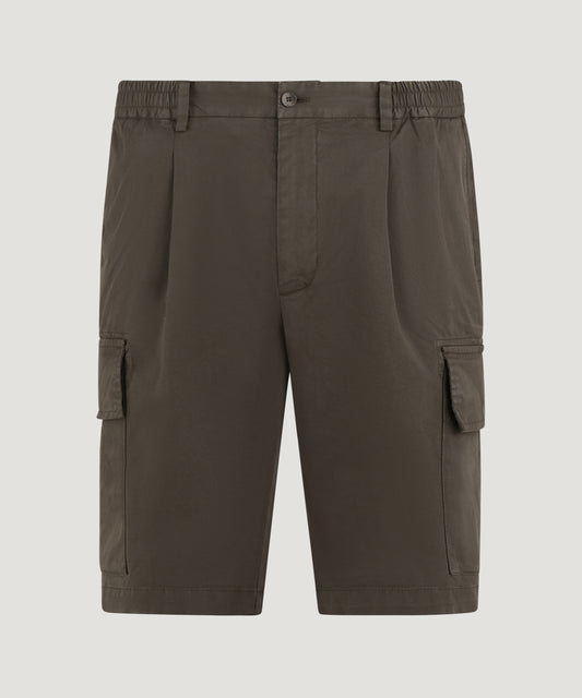 Utility shorts garment-dyed katoen twill donkerbruin