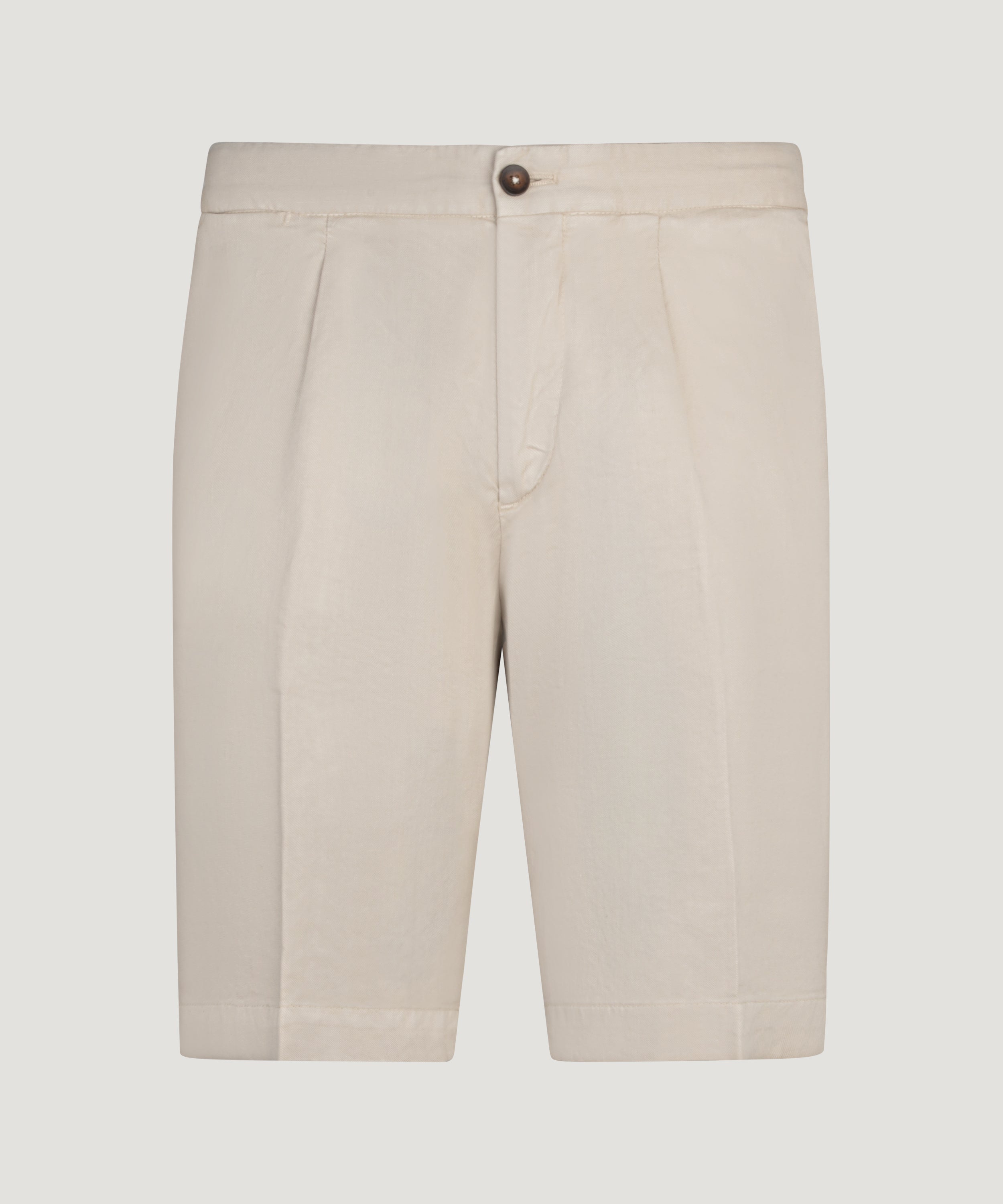 Pleated bermuda shorts linnen/katoen stretch beige