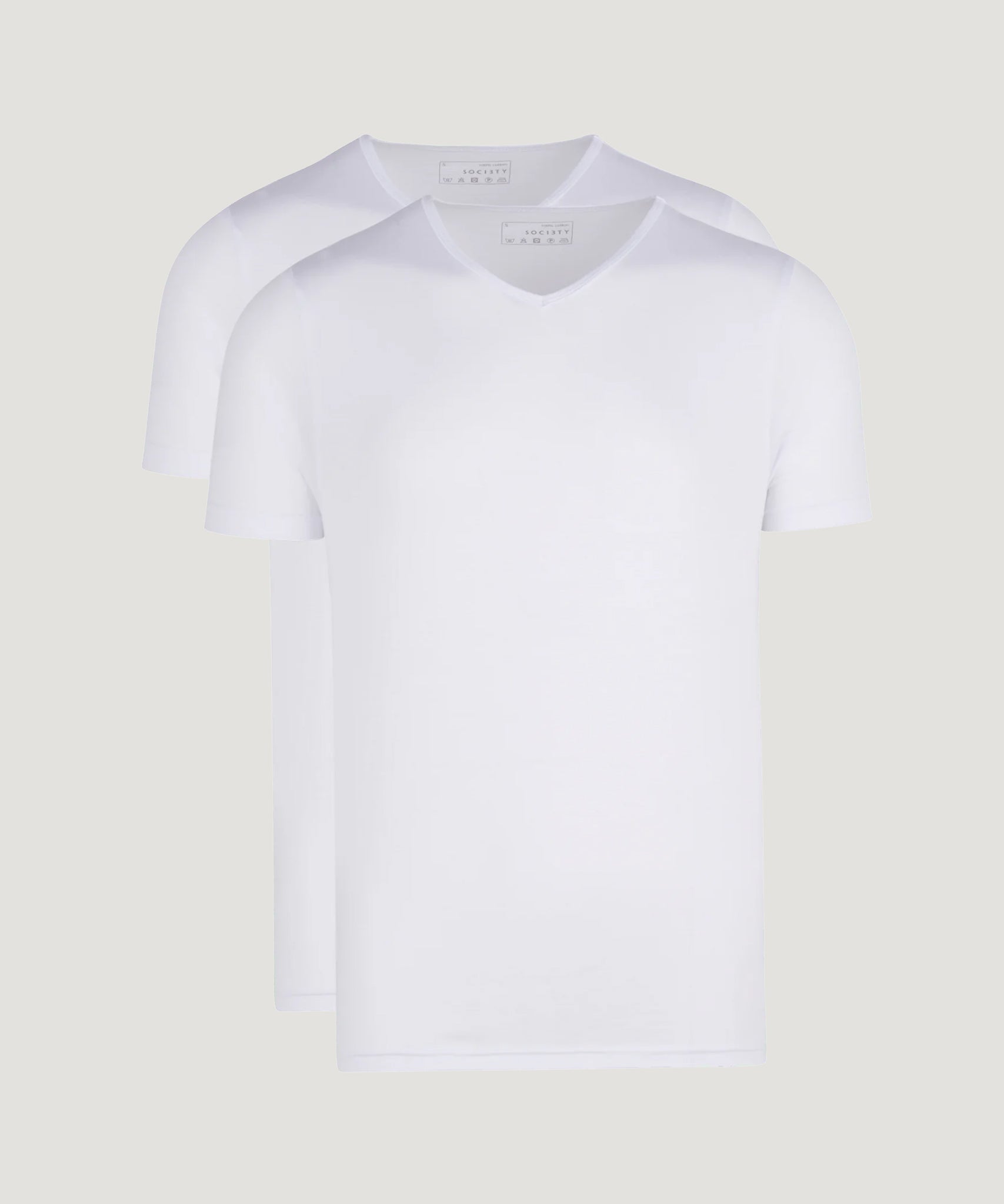 SOCI3TY 2 - pack T-shirts V - hals katoen wit - The Society Shop