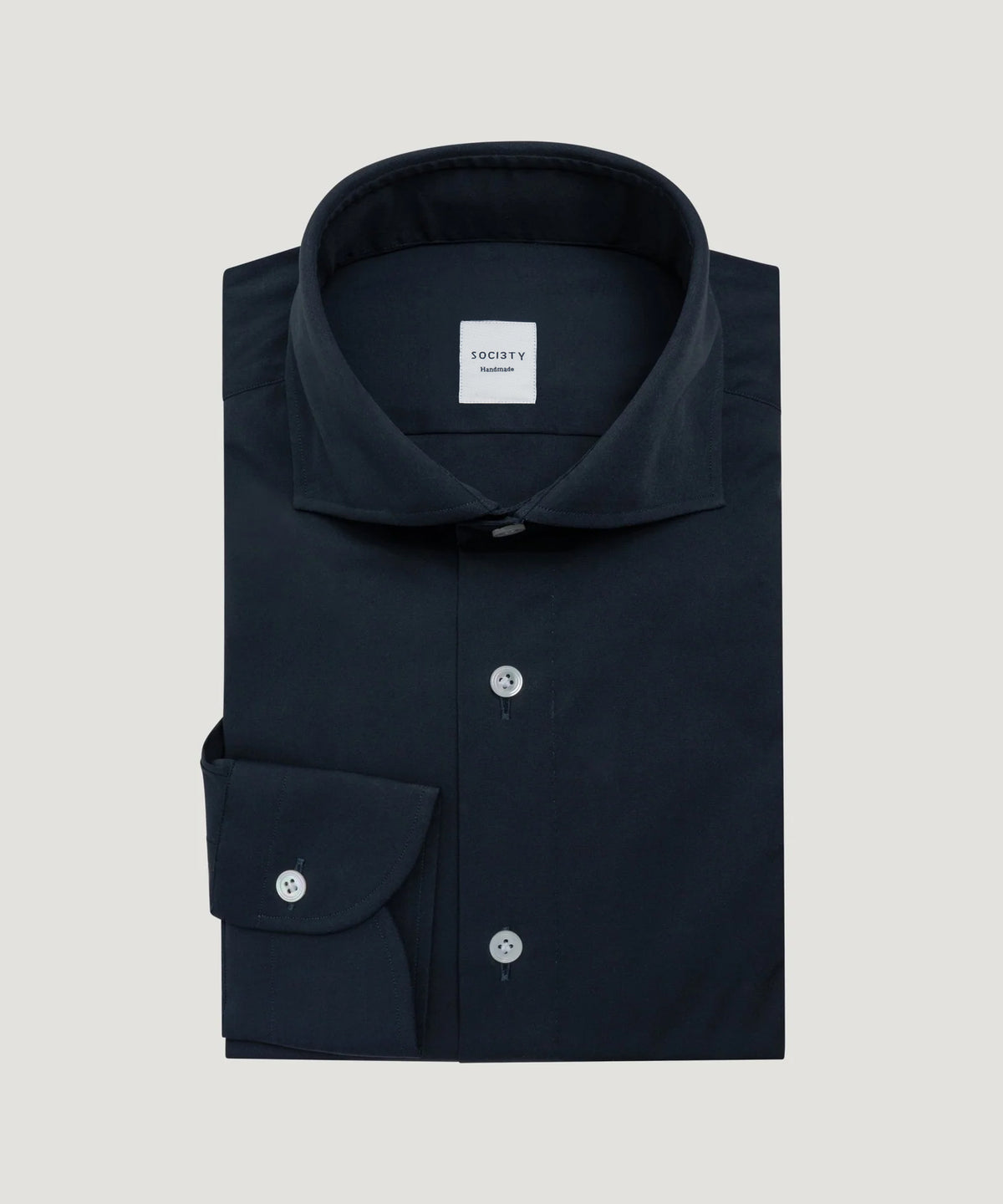Overhemd katoen stretch donkerblauw