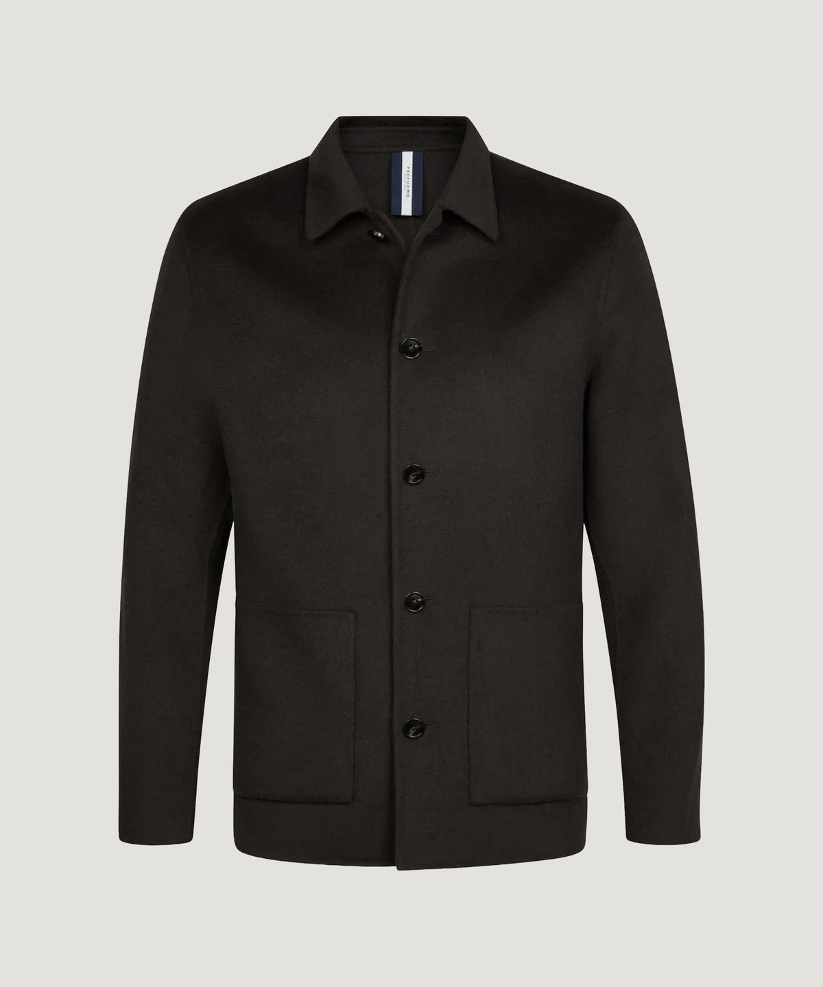 Overshirt single layer wol donkerbruin