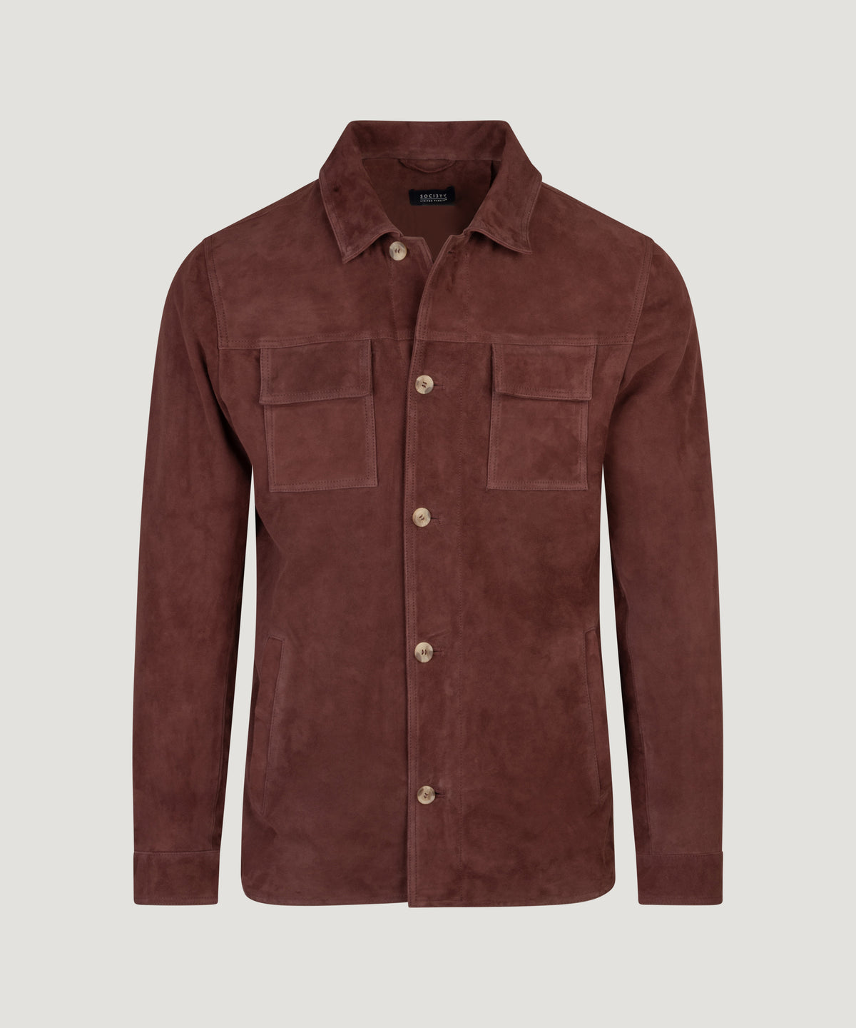 Mex overshirt suède bordeauxrood