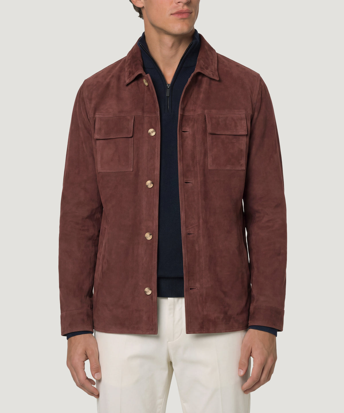 Mex overshirt suède bordeauxrood
