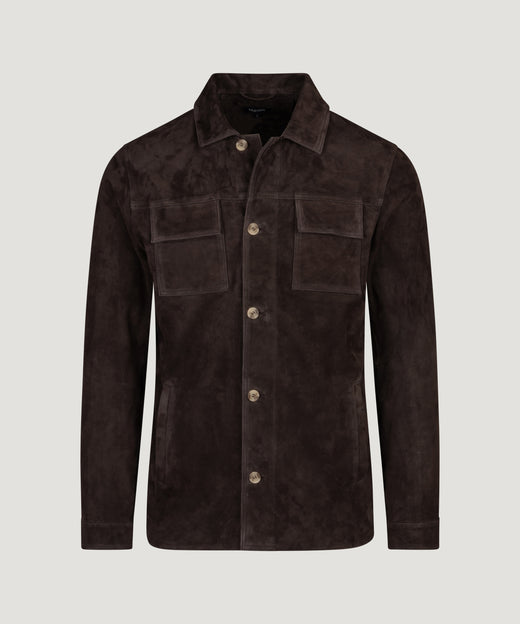 Mex overshirt suède donkerbruin