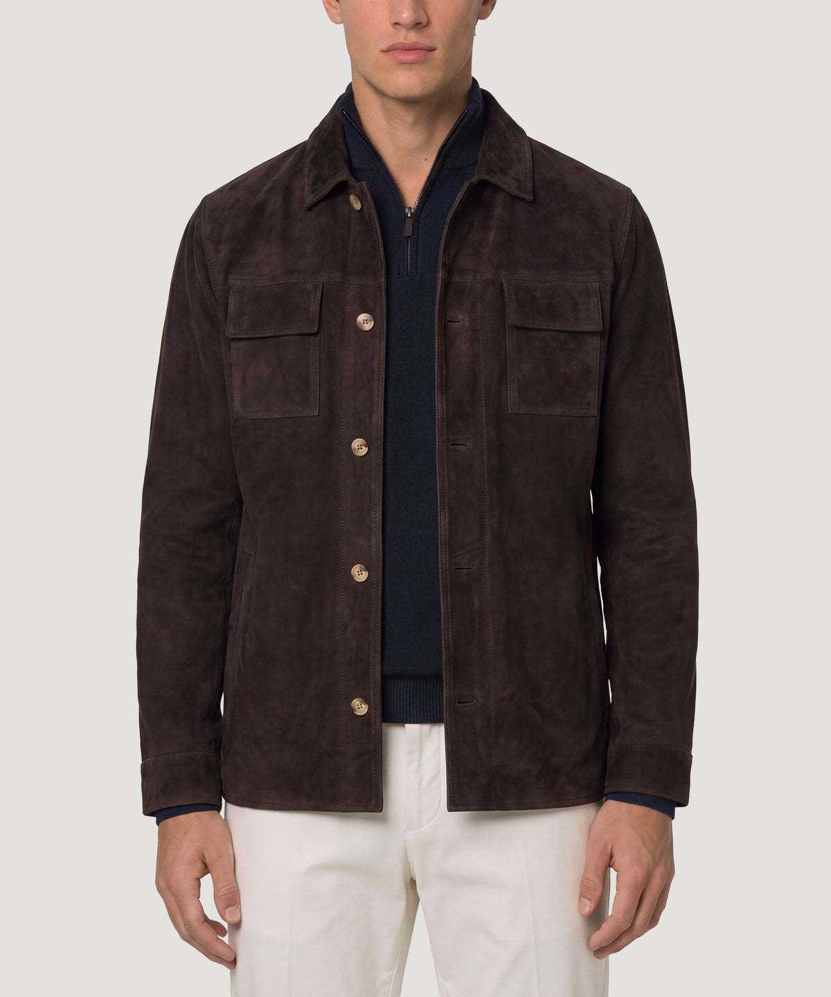 Mex overshirt suède donkerbruin