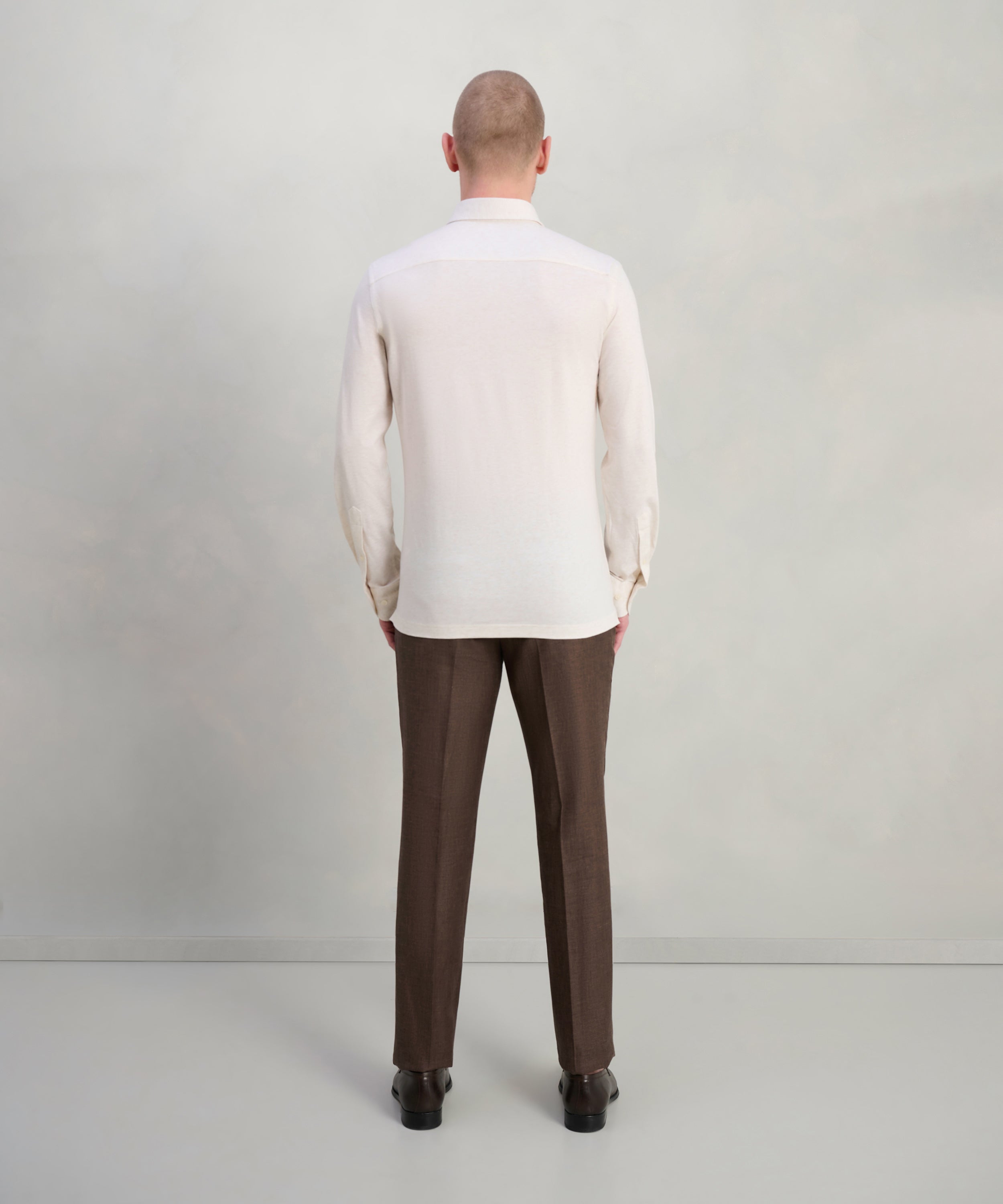 Polo lange mouw katoen off-white