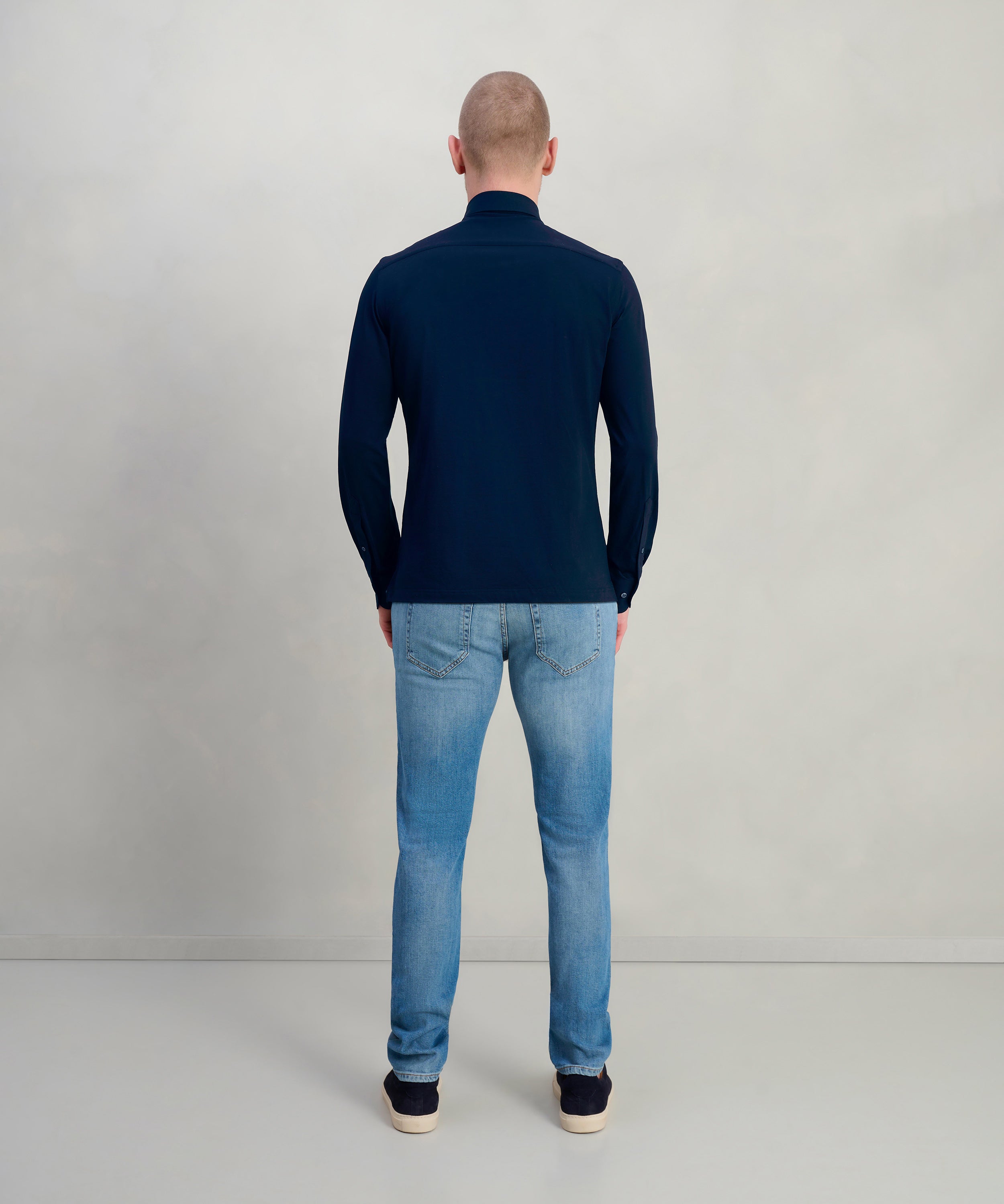 Lange mouwen polo navy donkerblauw
