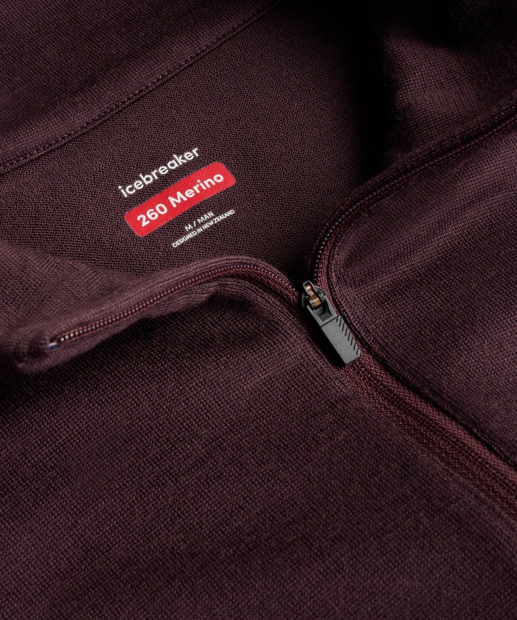 ICEBREAKER 260 Tech Half - zip Thermal Top merinowol bordeauxrood - THE SOCIETY SHOP