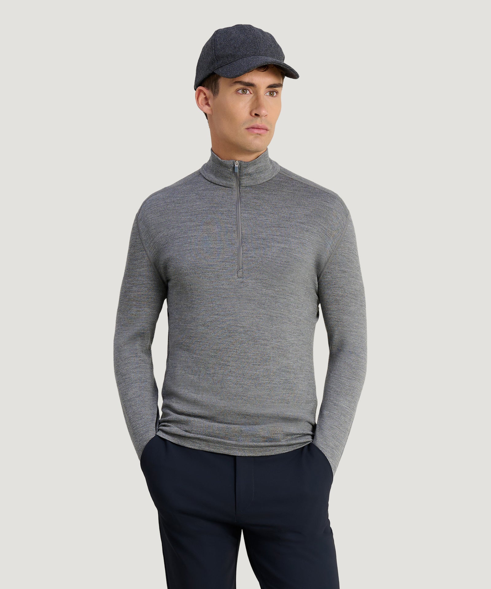 ICEBREAKER 260 Tech Half - zip Thermal Top merinowol gritstone grijs - THE SOCIETY SHOP