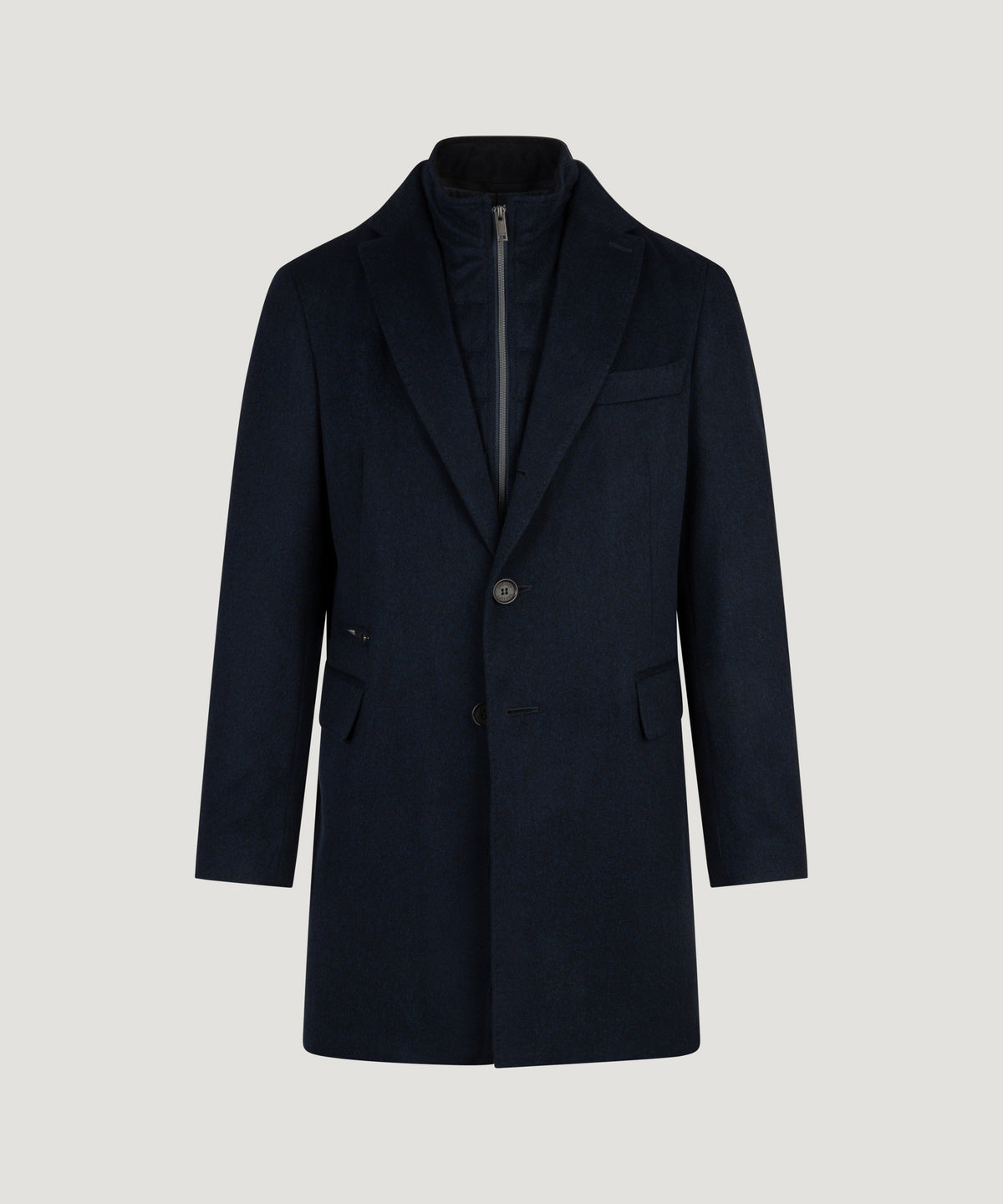 Overcoat scheerwol Doeskin donkerblauw