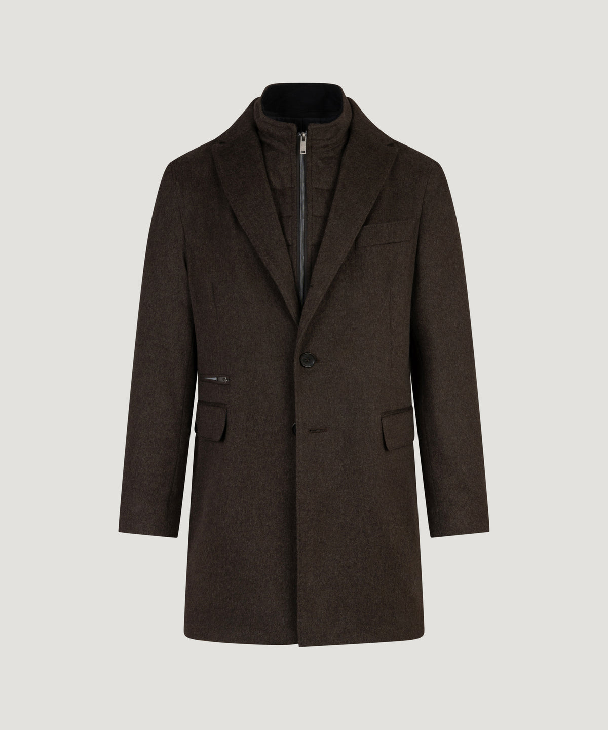 Overcoat scheerwol Doeskin donkerbruin