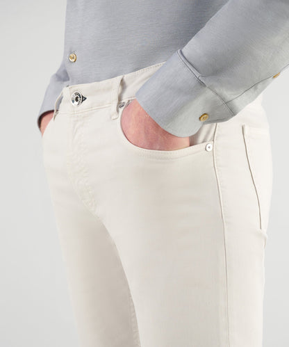 SOCI3TY 5-pocket broek garment dye katoen off-white - The Society Shop