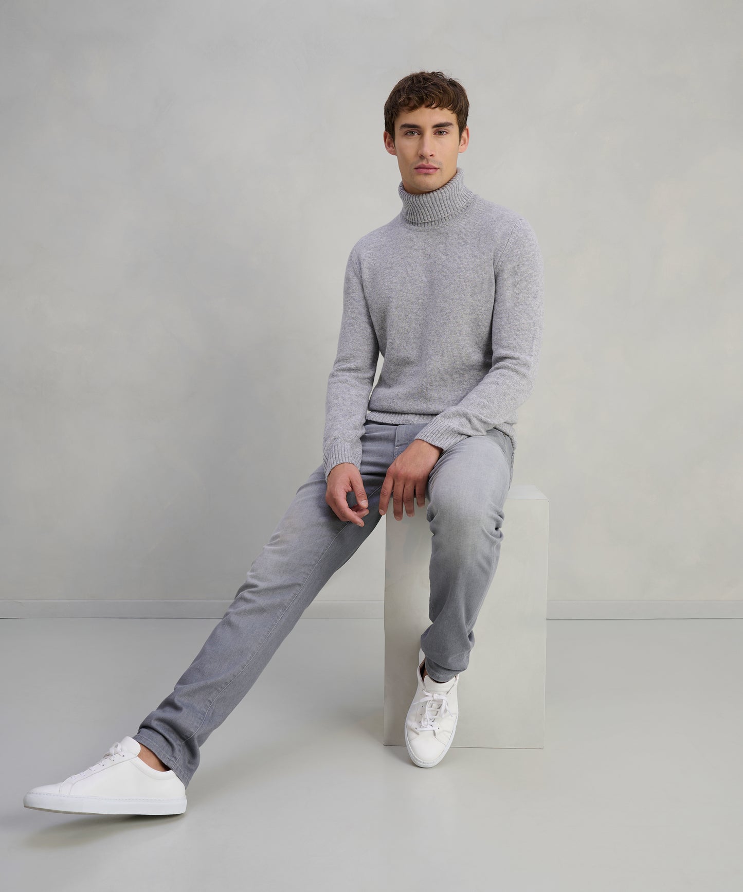 Trui turtleneck Soft Wear wolmix lichtgrijs