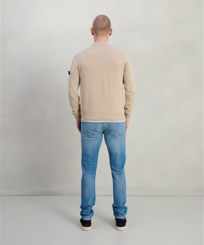 Asbury trui half-zip katoen taupe