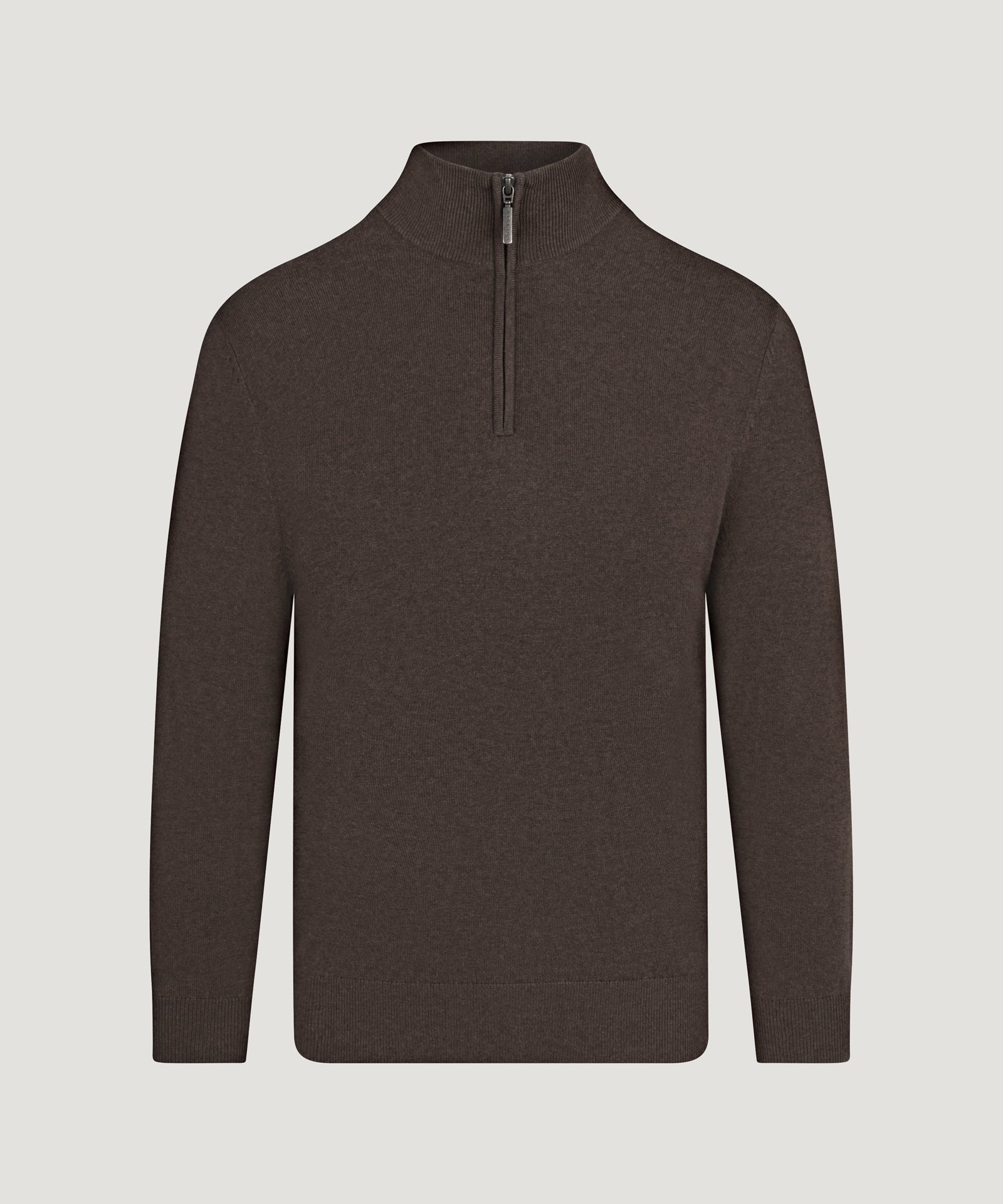 Half-zip trui Cotton Cashmere donkerbruin