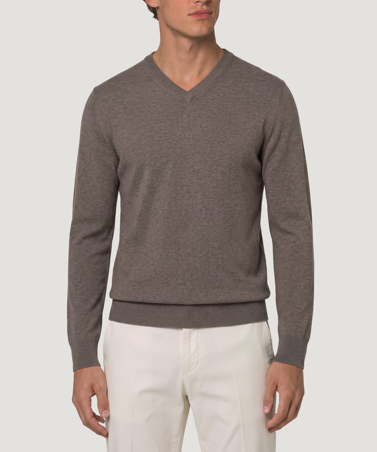 V-neck trui Cotton Cashmere bruin