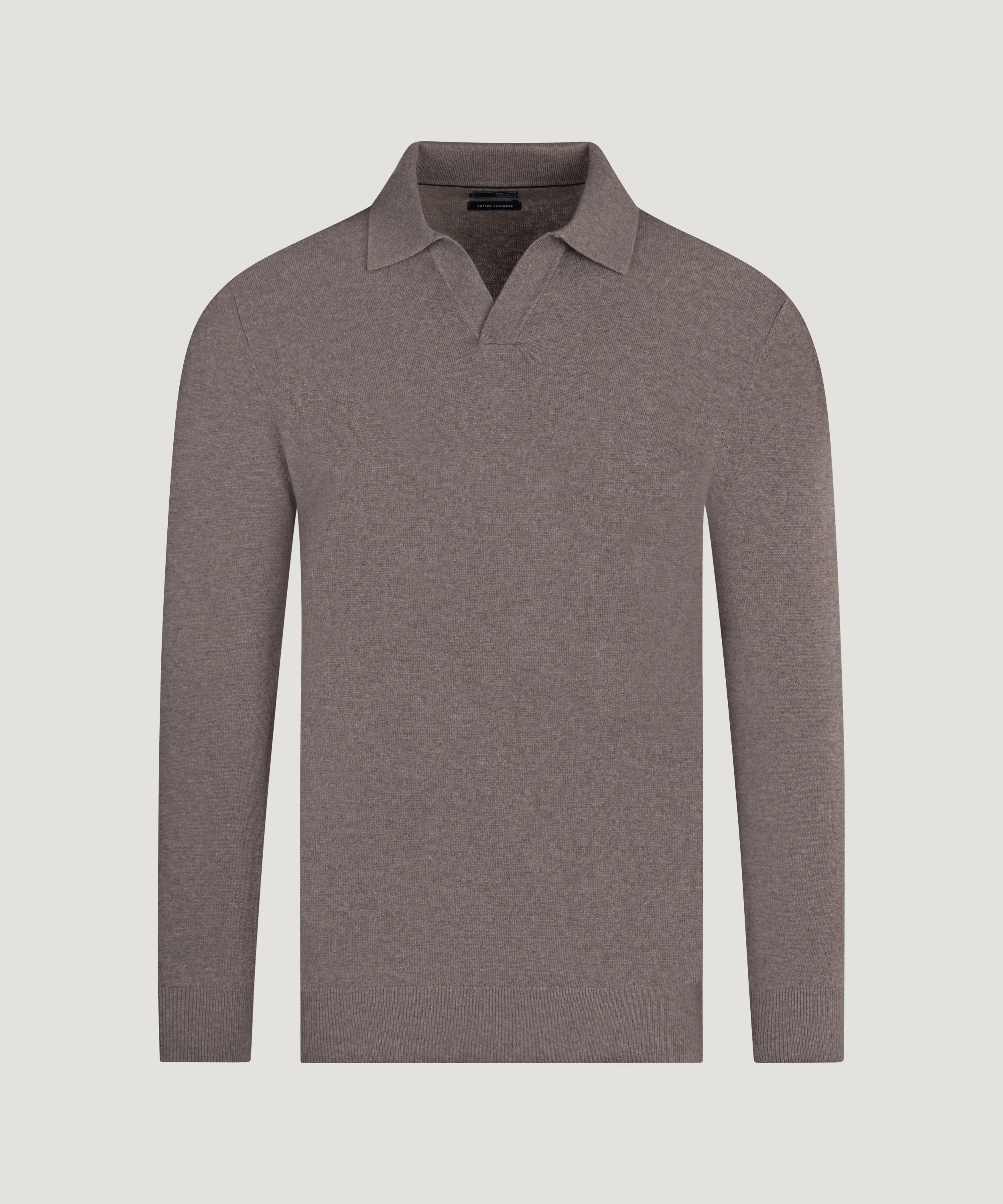 Long sleeve riva buttonless polo bruin