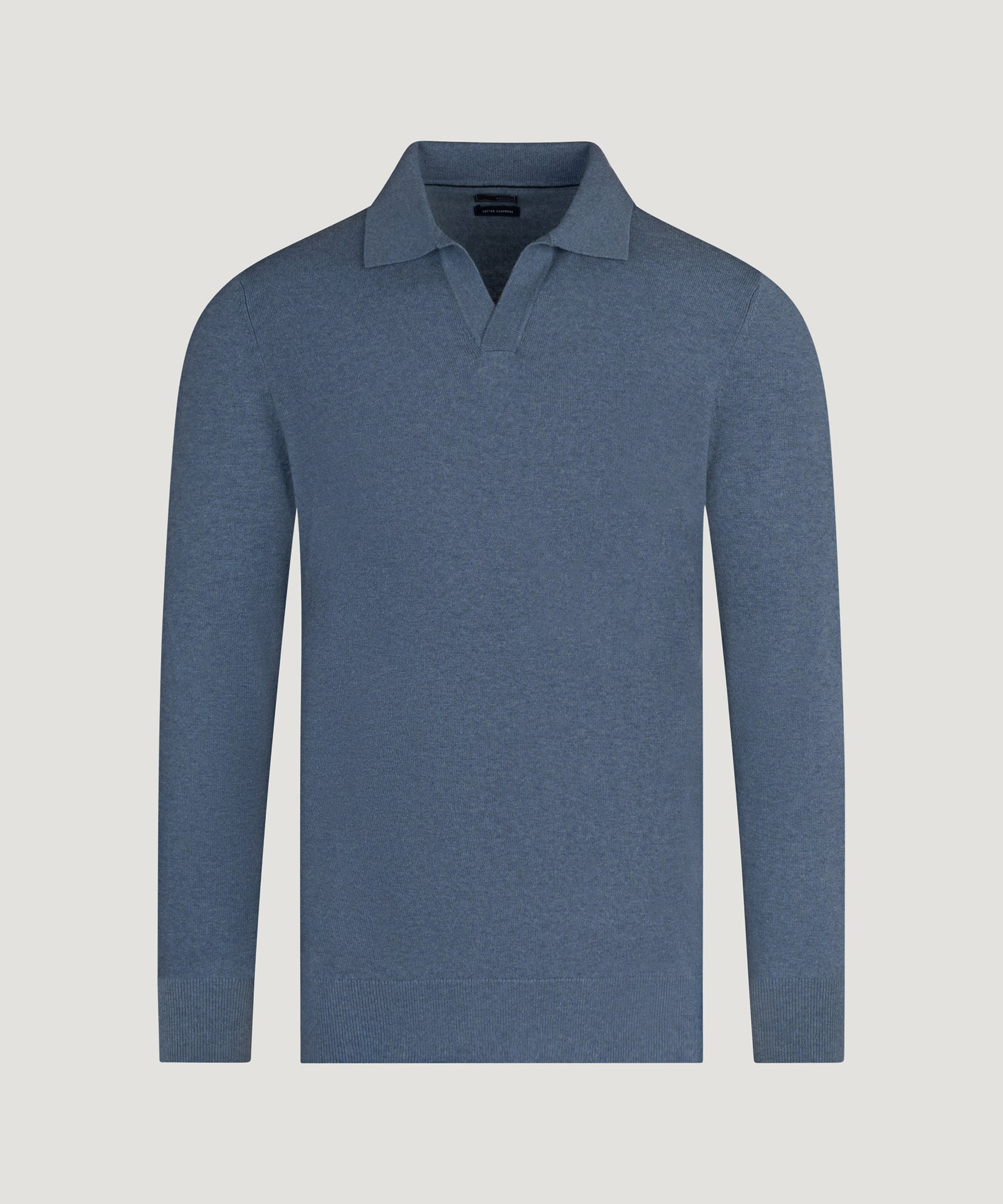 Long sleeve riva buttonless polo Cotton Cashmere blauw