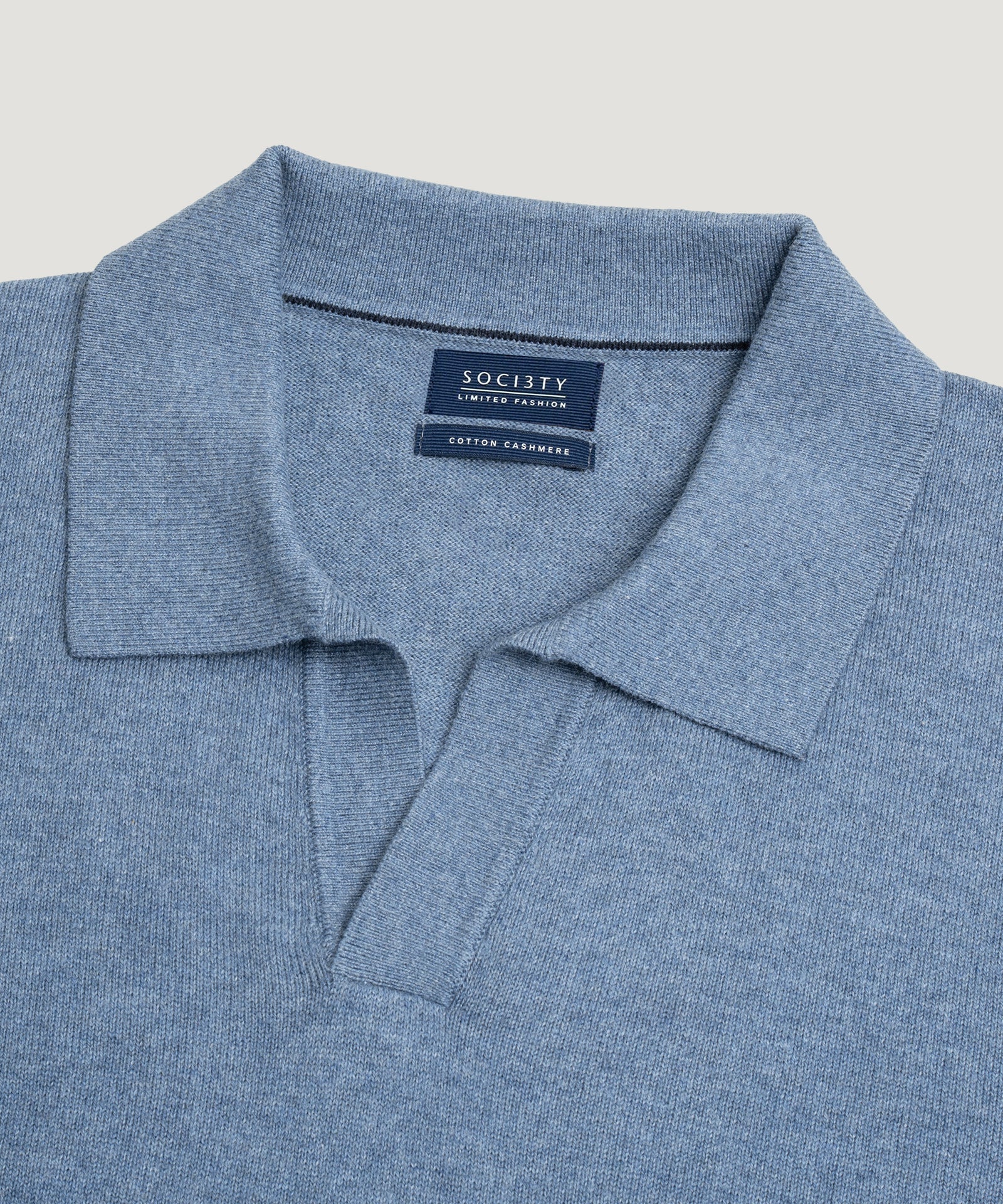 Long sleeve riva buttonless polo Cotton Cashmere blauw