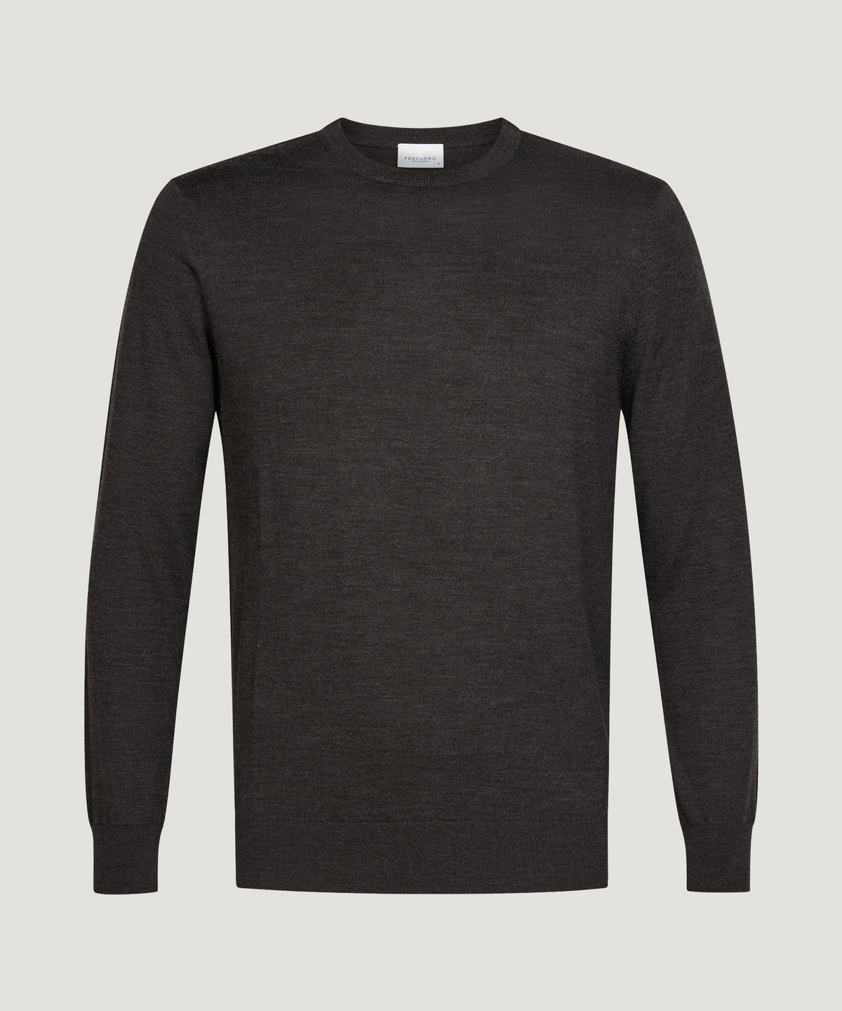 Crewneck trui merino donkerbruin