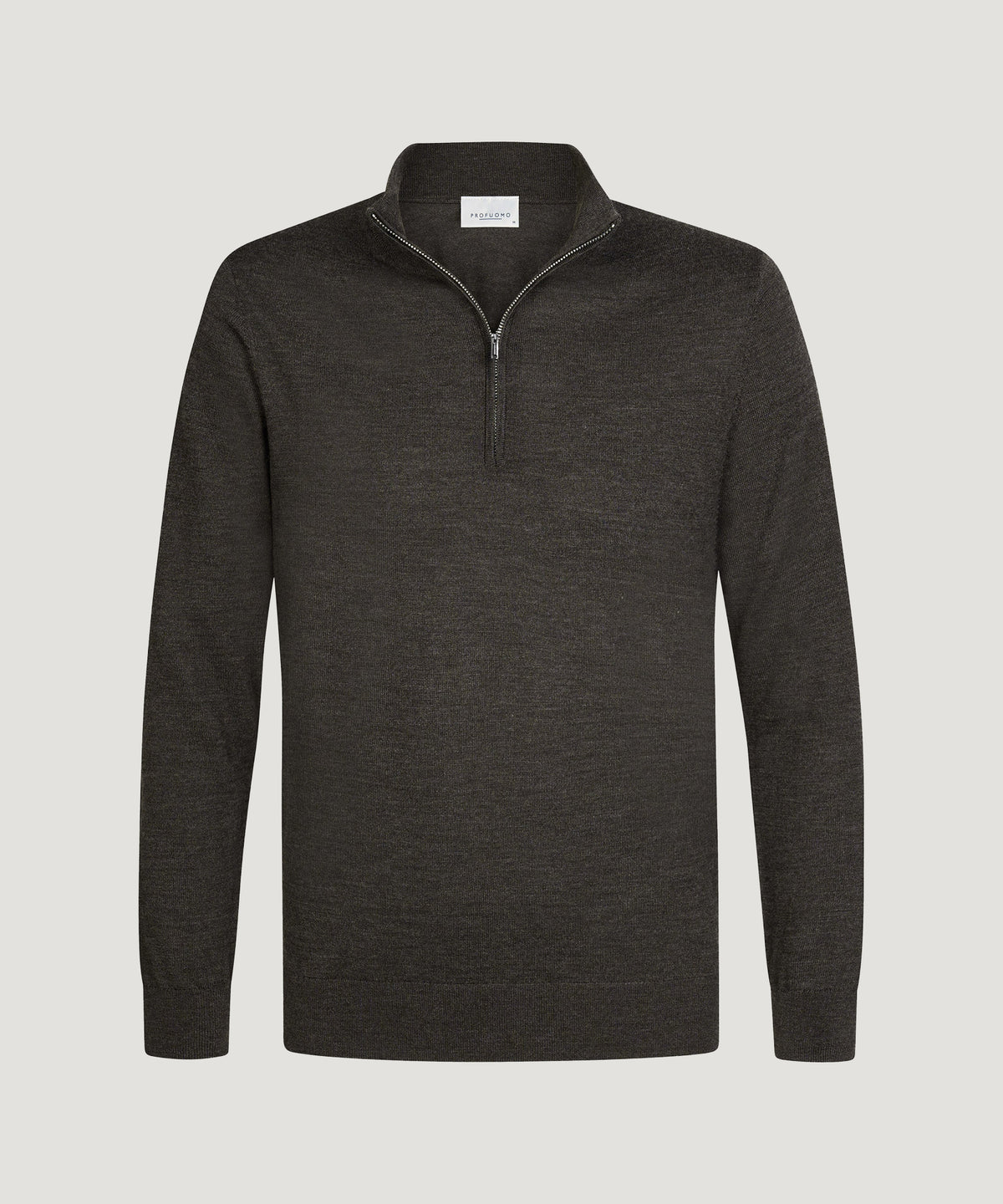 Half-zip trui merino donkerbruin