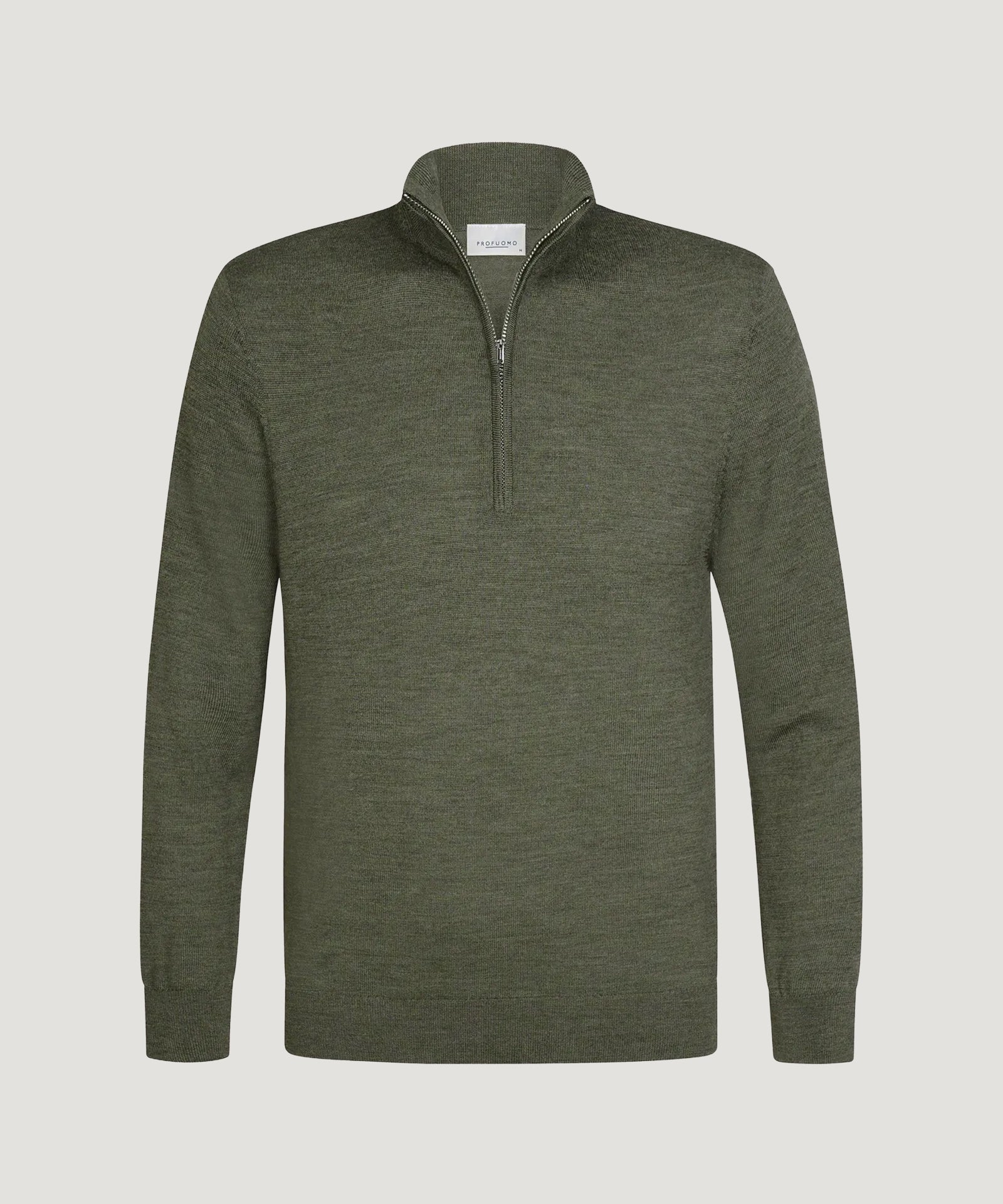 Half-zip trui merino donkergroen