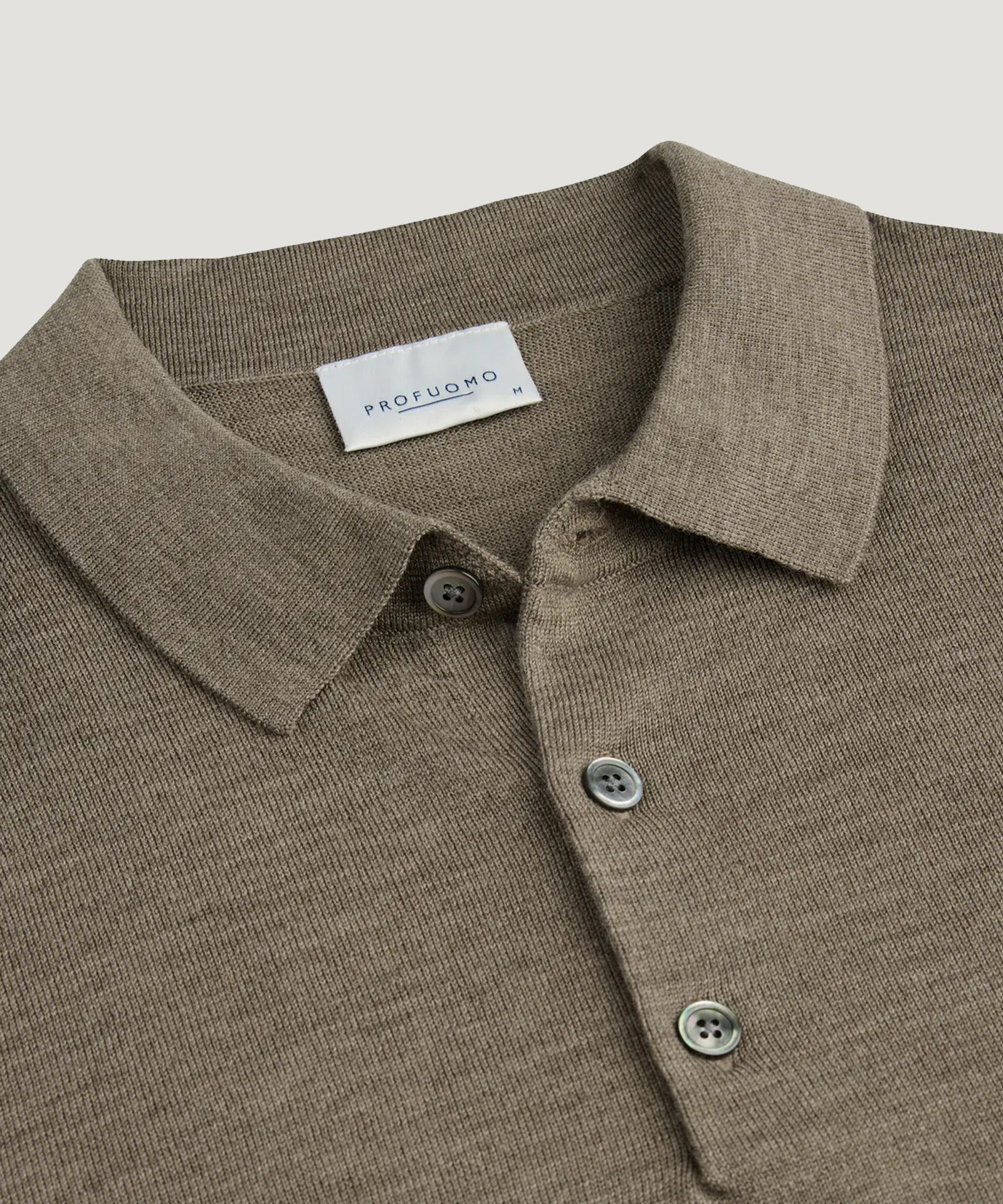 Long sleeve polo merino bruin
