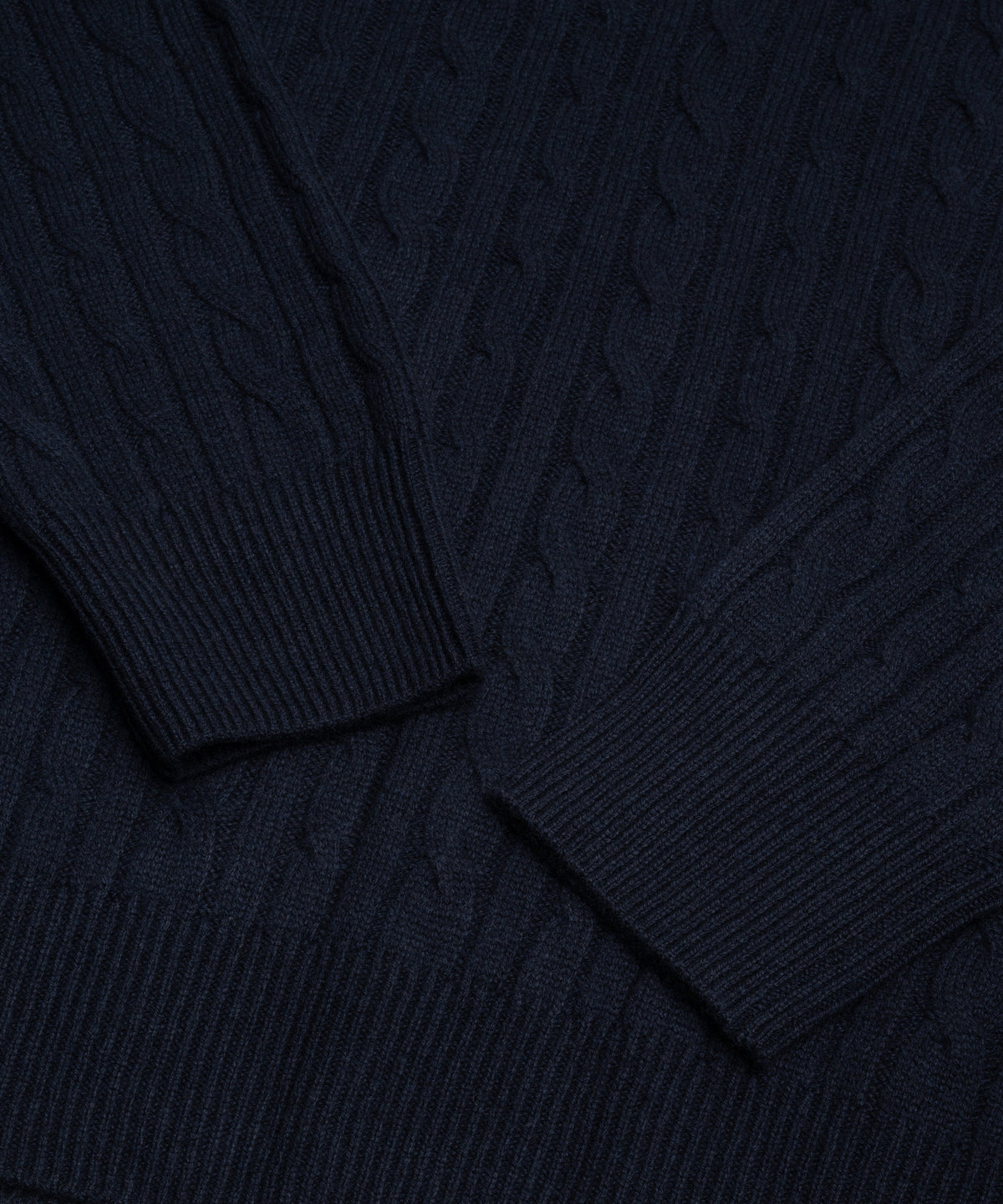 Kabel half-zip trui wol/kasjmier donkerblauw